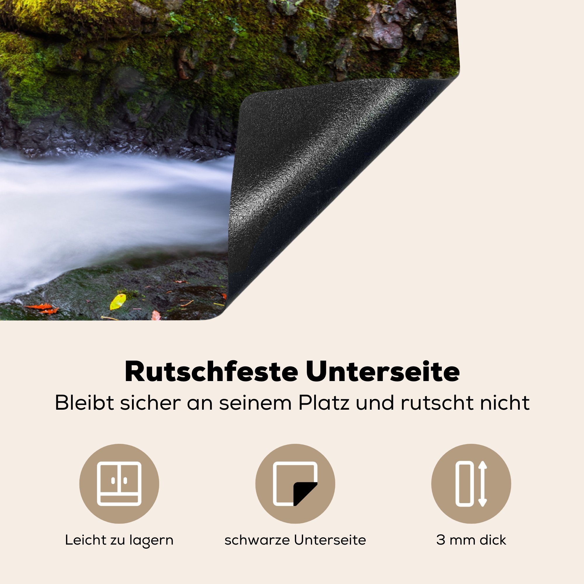 cm, 81x52 küche, Farbenfroher MuchoWow für Wasserfall die (1 Beacons Schutz National Induktionskochfeld Park, Wald Ceranfeldabdeckung ein Herdblende-/Abdeckplatte und Brecon Vinyl, tlg), im