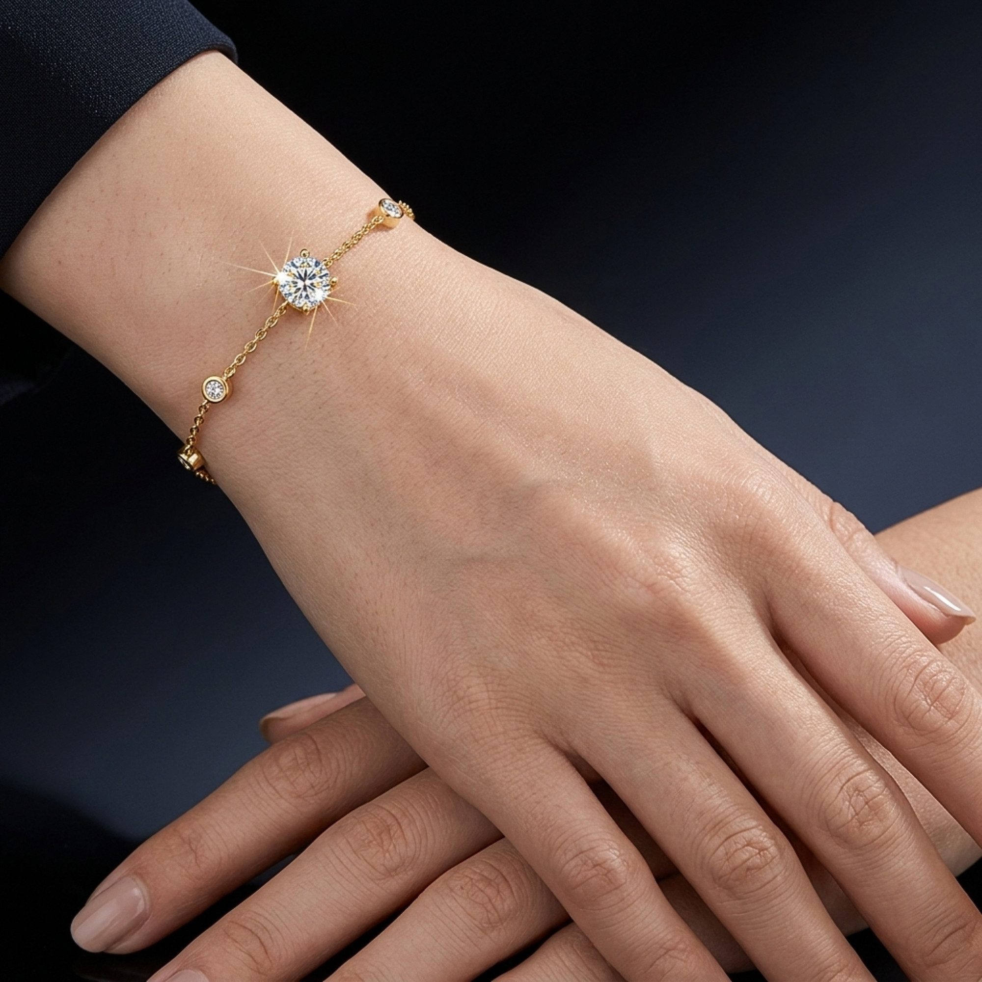 UNIQAL.de Silberarmband Damen 925 Sterling Silber mit Diamant Moissanit 1,36 Karat – SOLITAIRE (Silberarmband mit 7 Moissanit Steinen in klassischer Diamantopti – Bild 5 von 5