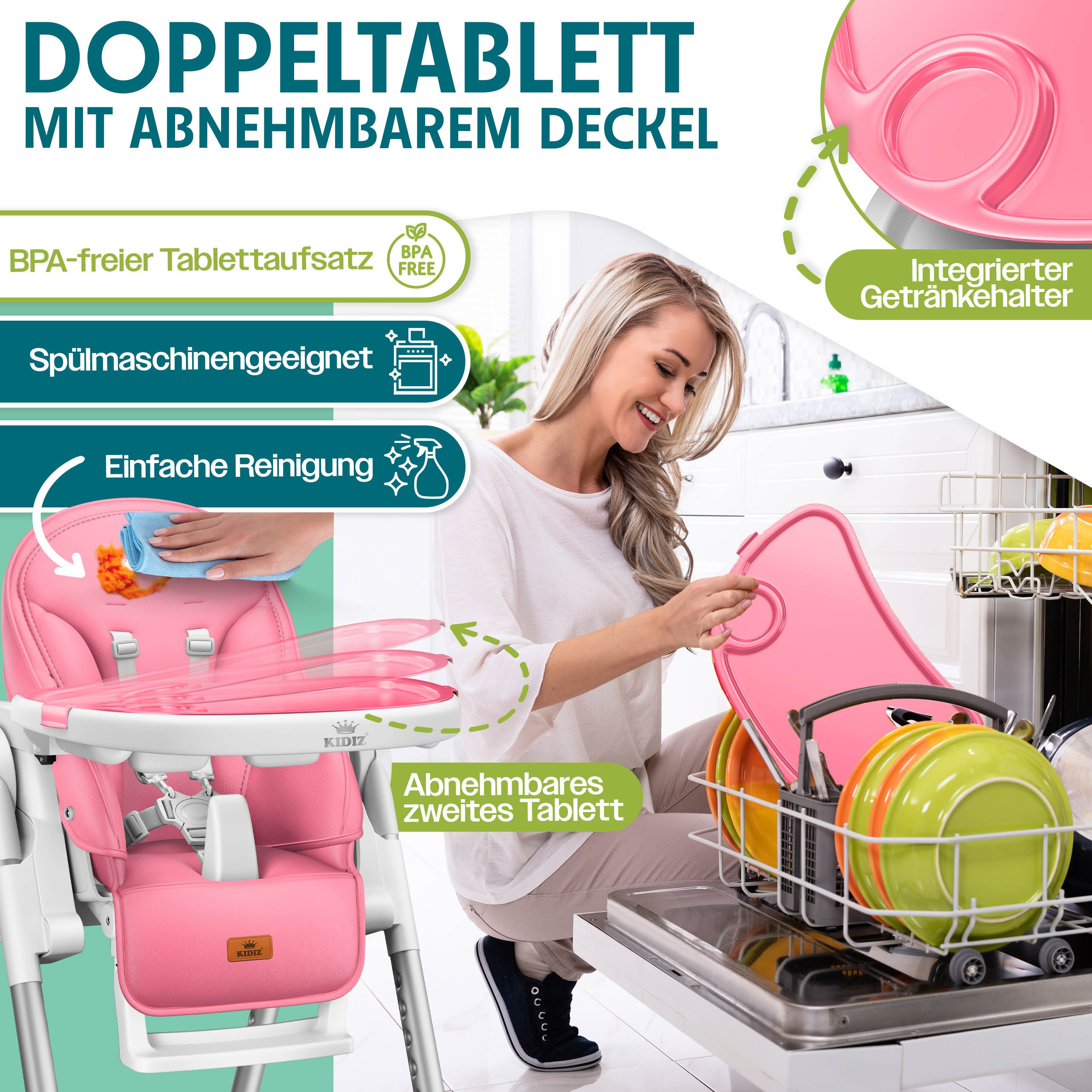 KIDIZ Kinderklappstuhl, 3in1 Kinderstuhl inkl. Spielbügel Babyliege
