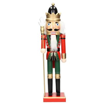 ECD Germany Nussknacker Nussknacker Figur Soldat Weihnachten Holzfigur König Puppet Marionette, 38cm schwarze Krone Zepter Holz handbemalt