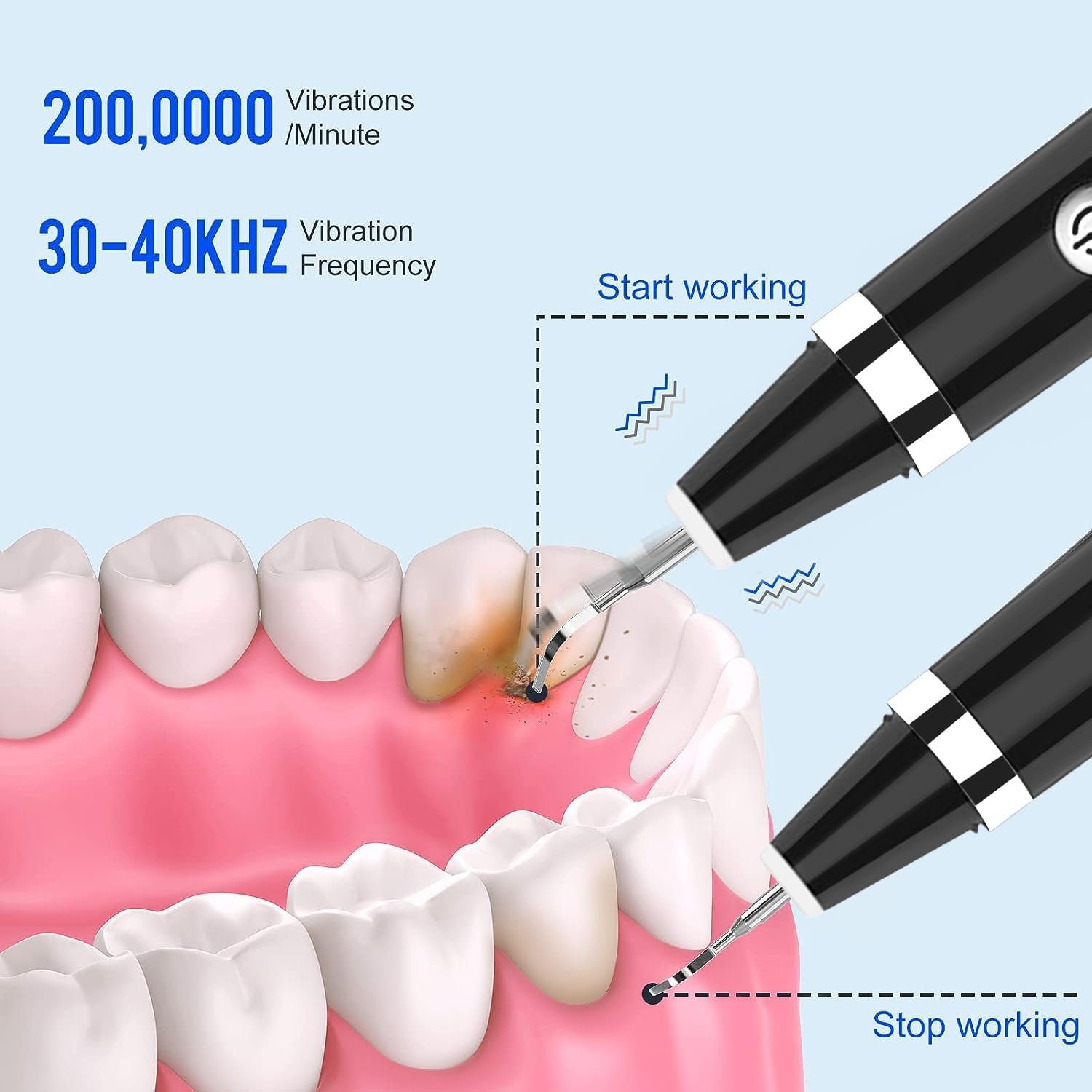 autolock Mundpflegecenter Zahnreiniger Elektrisch Zahnsteinentferner,5 Einstellbare Modi, 2 Reinigungsköpfe,Ultraschall IPX6 Wasserdicht,1500mah langlebig