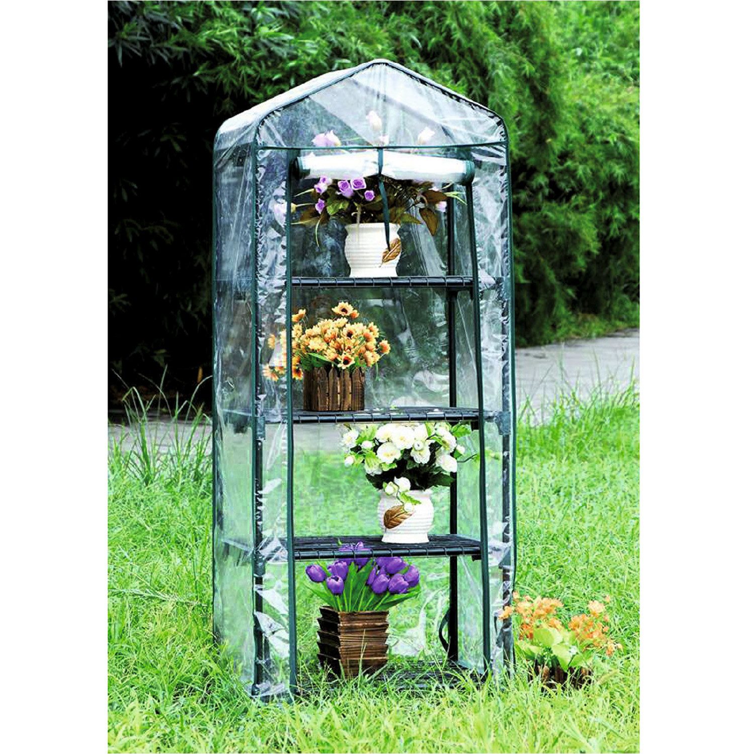 DEMA Foliengewächshaus Gewächshaus 69x49x157cm mit 4 Gitterböden