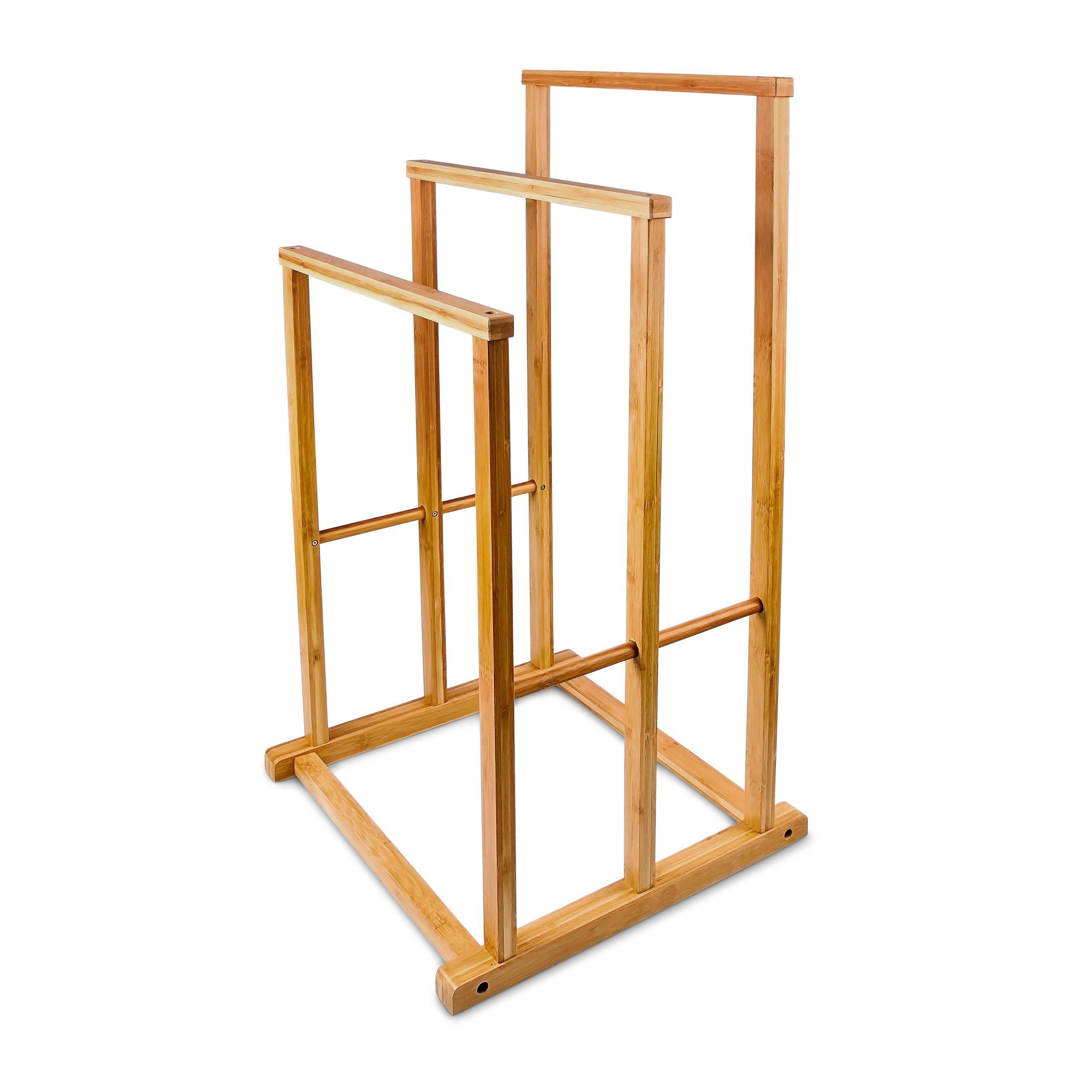 relaxdays Handtuchständer Bambus Handtuchhalter 3-fach günstig online kaufen