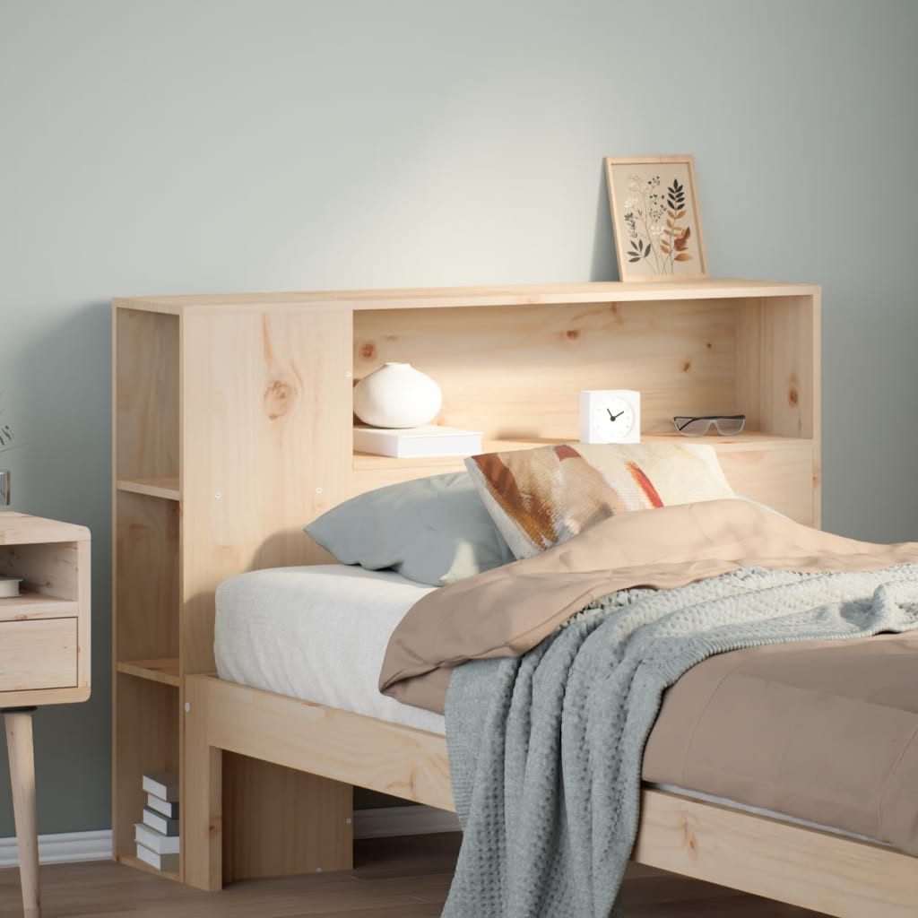 vidaXL Bettanlage, Kopfteil mit Stauraum 75 cm Massivholz Kiefer