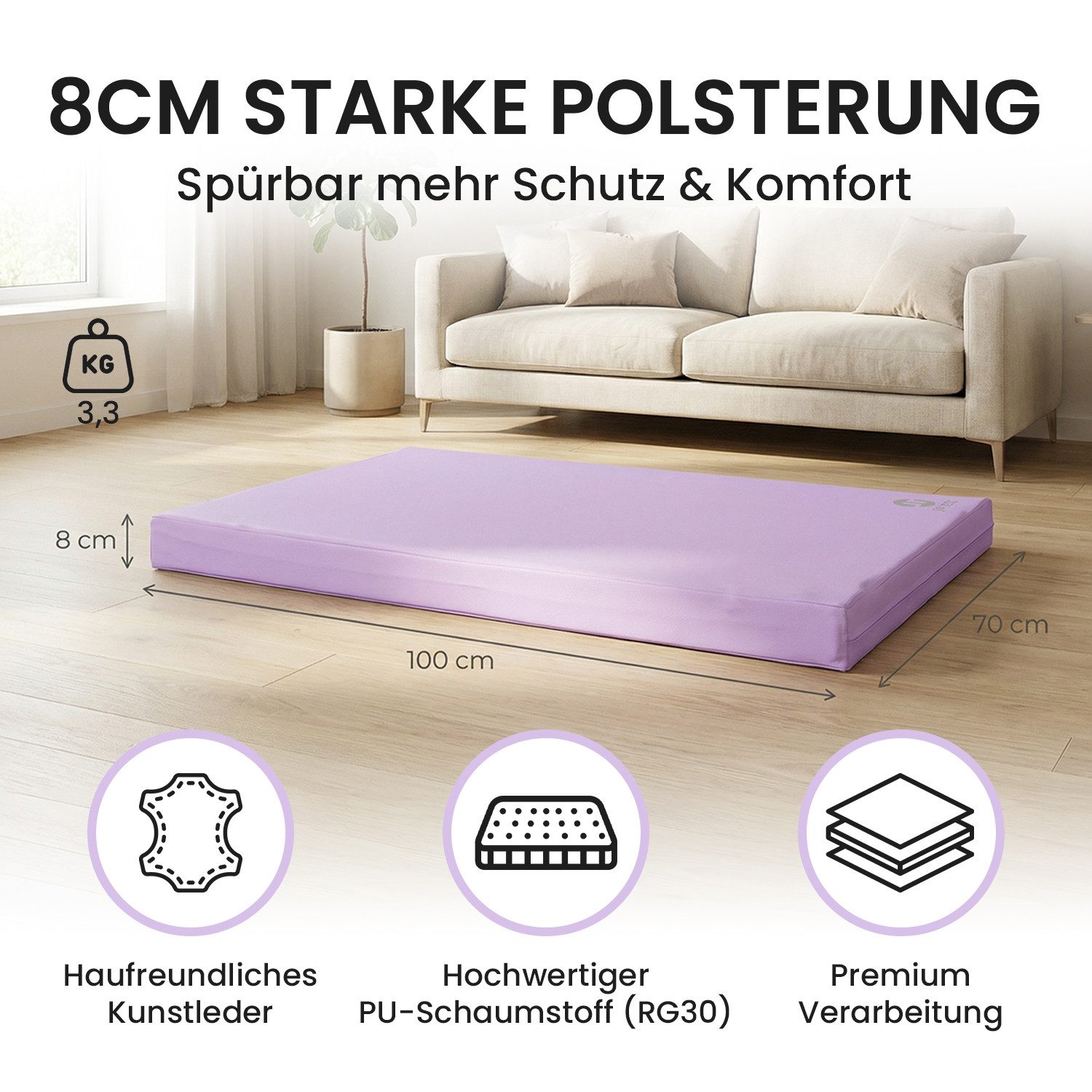 Jeflex Weichbodenmatte Jeflex Turnmatte 100 x 70 x 8 cm Fitness Weichbodenmatte Sportmatte
