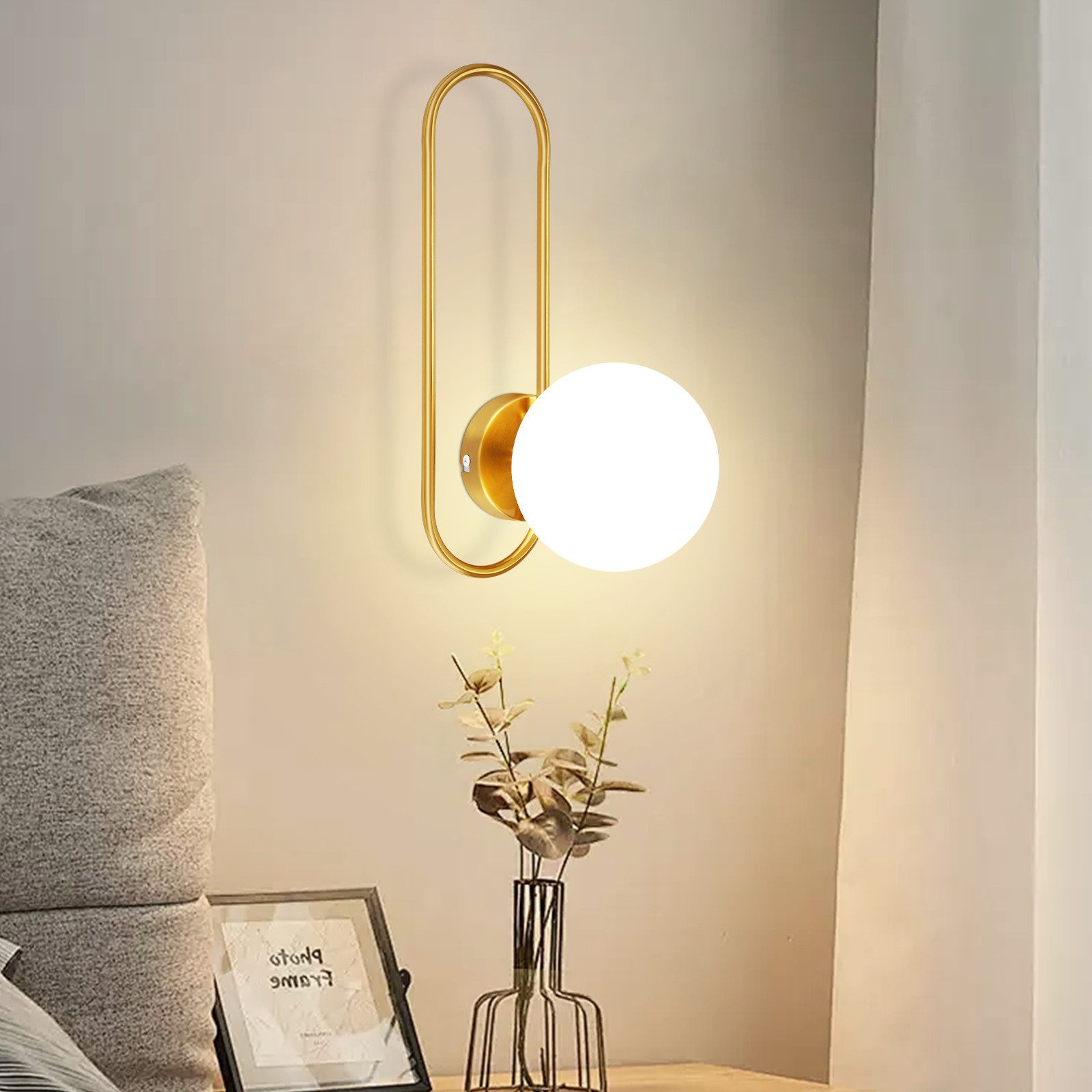 Lampada da parete in vetro dorato per camera da letto e corridoio_voghion.com