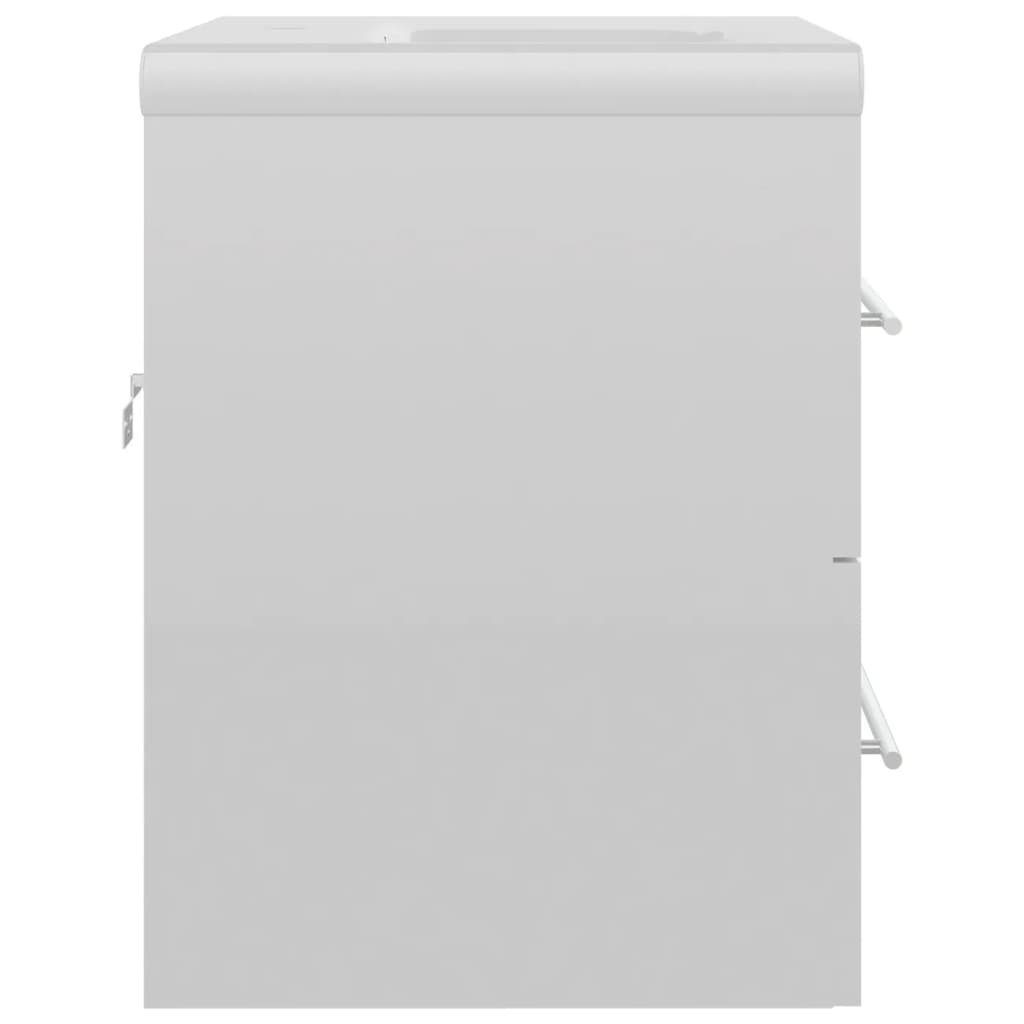 (1-St) mit Waschbeckenunterschrank vidaXL Hochglanz-Weiß Einbaubecken Badezimmerspiegelschrank