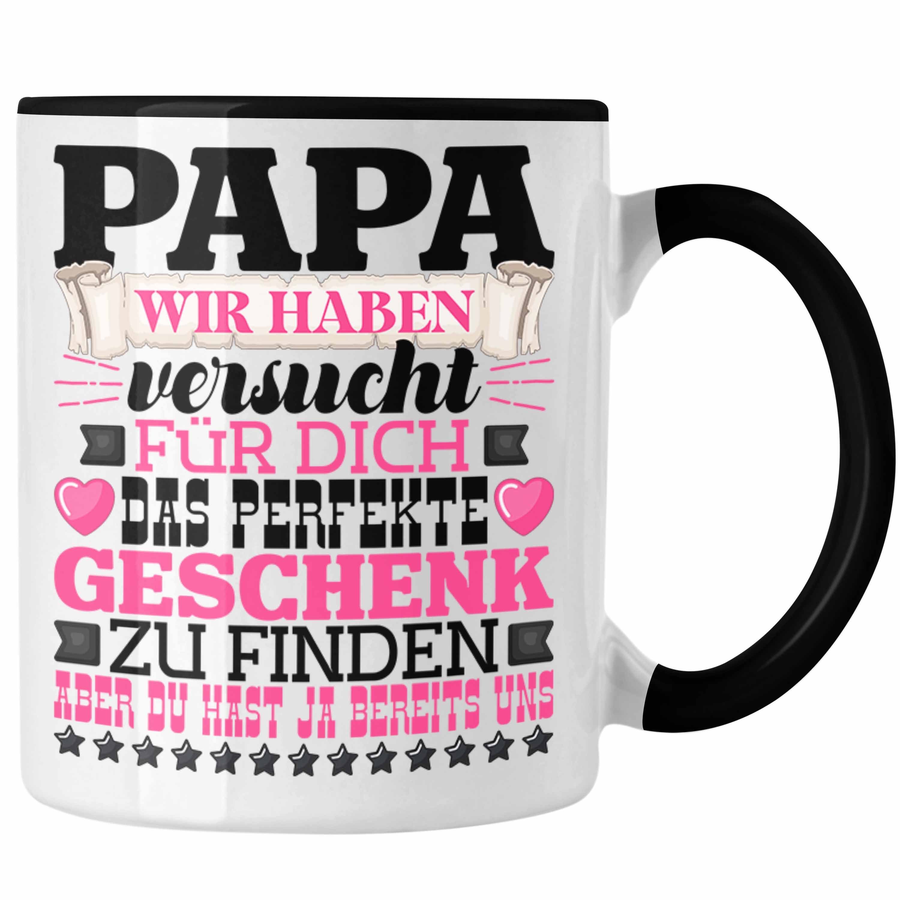 Trendation Tasse Papa Geschenk Tasse Geschenkidee für Besten Vater Geschenk von Tochte Schwarz
