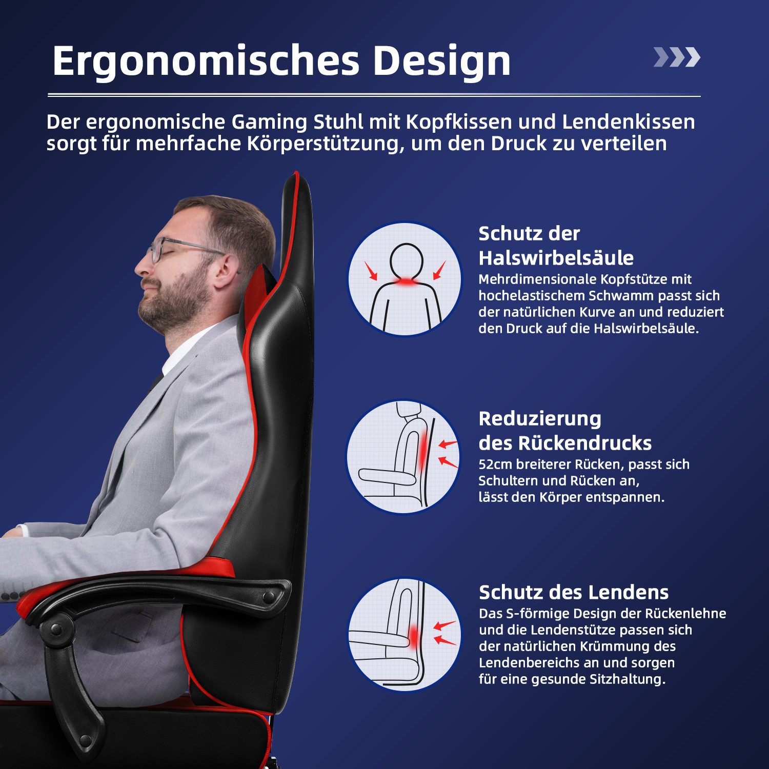 Hiazurm Gaming-Stuhl Gaming Stuhl, Bürostuhl Ergonomisch Wippfunktion bis z günstig online kaufen