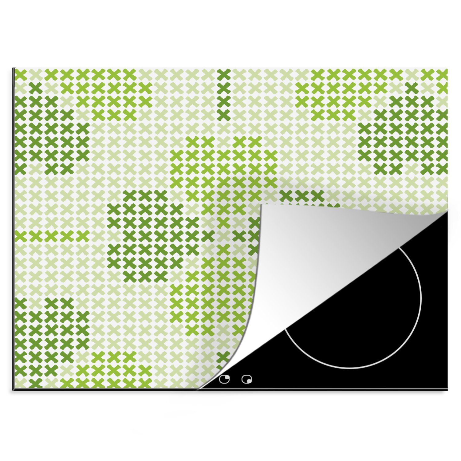 MuchoWow Herdblende-/Abdeckplatte Klee - Muster - Mobile (1 tlg), nutzbar, Vinyl, Ceranfeldabdeckung Grün, 60x52 Arbeitsfläche cm