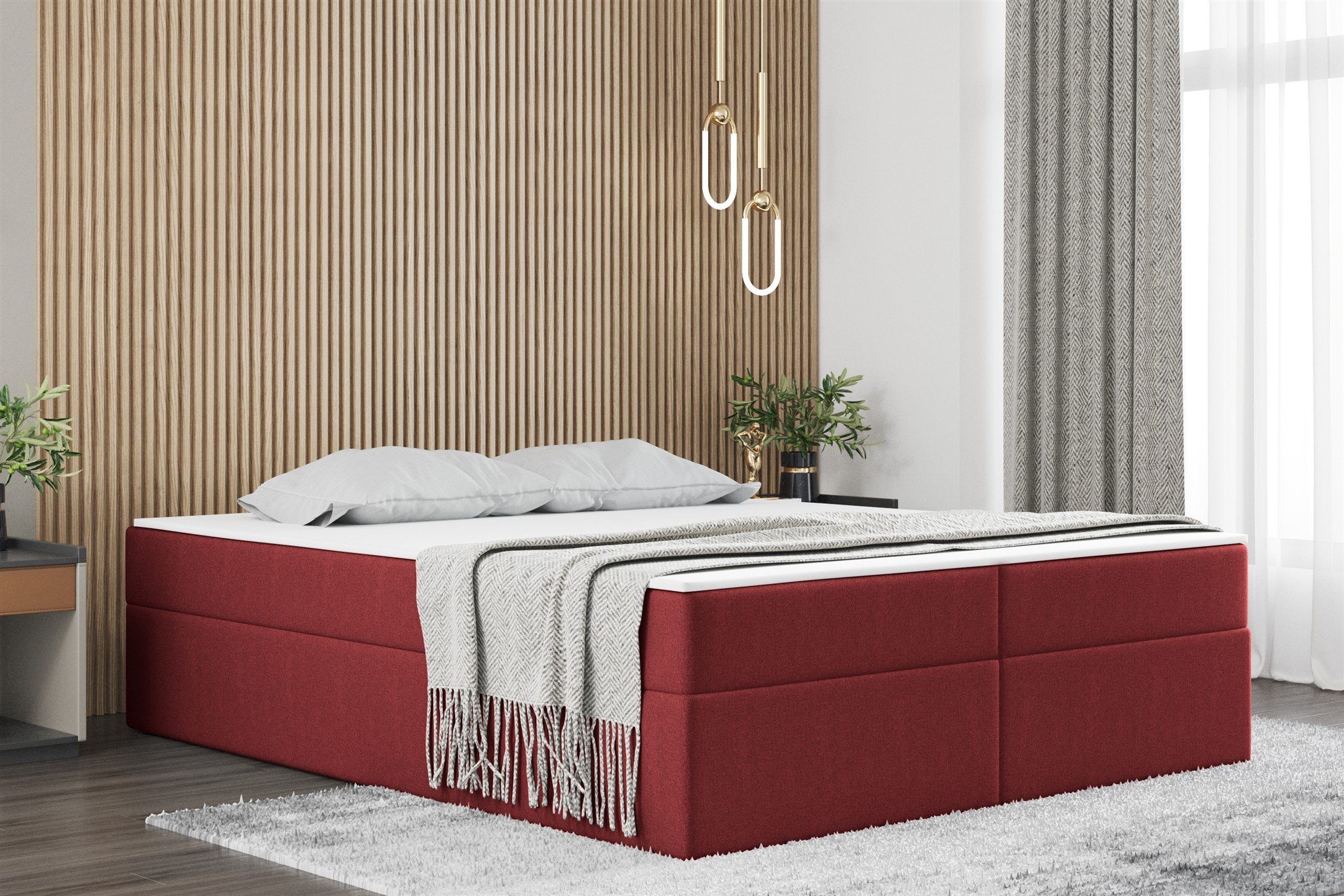 Fun Möbel Boxbett Dachschräge-Schlafzimmerbett PRIMA Überlänge in Stoff Soro (inkl. Bettkasten und Topper), ohne Kopfteil, Überlänge 220cm