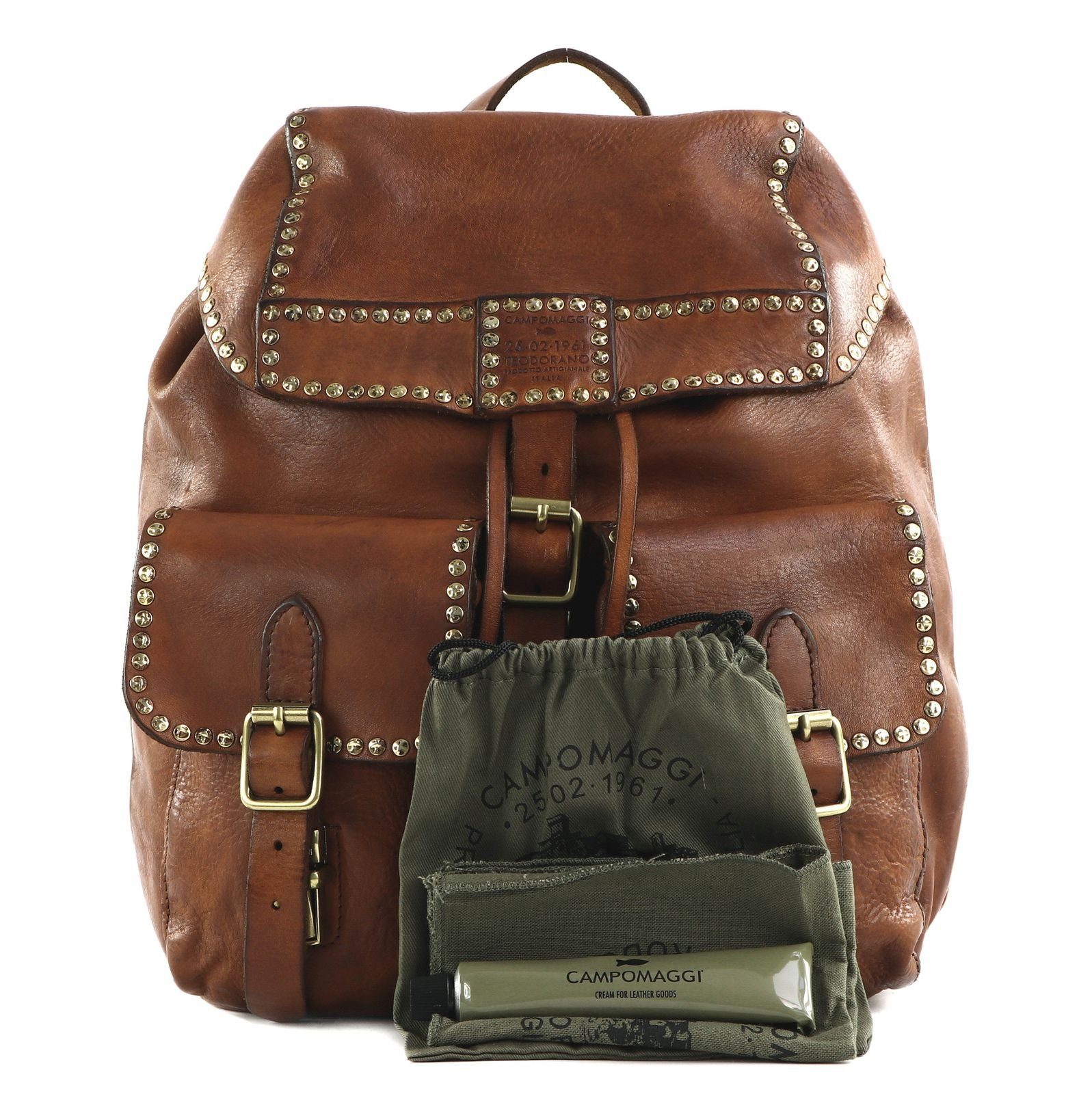 Bargain Rucksack Rucksack Leder Nieten Campomaggi Rucksack Kura