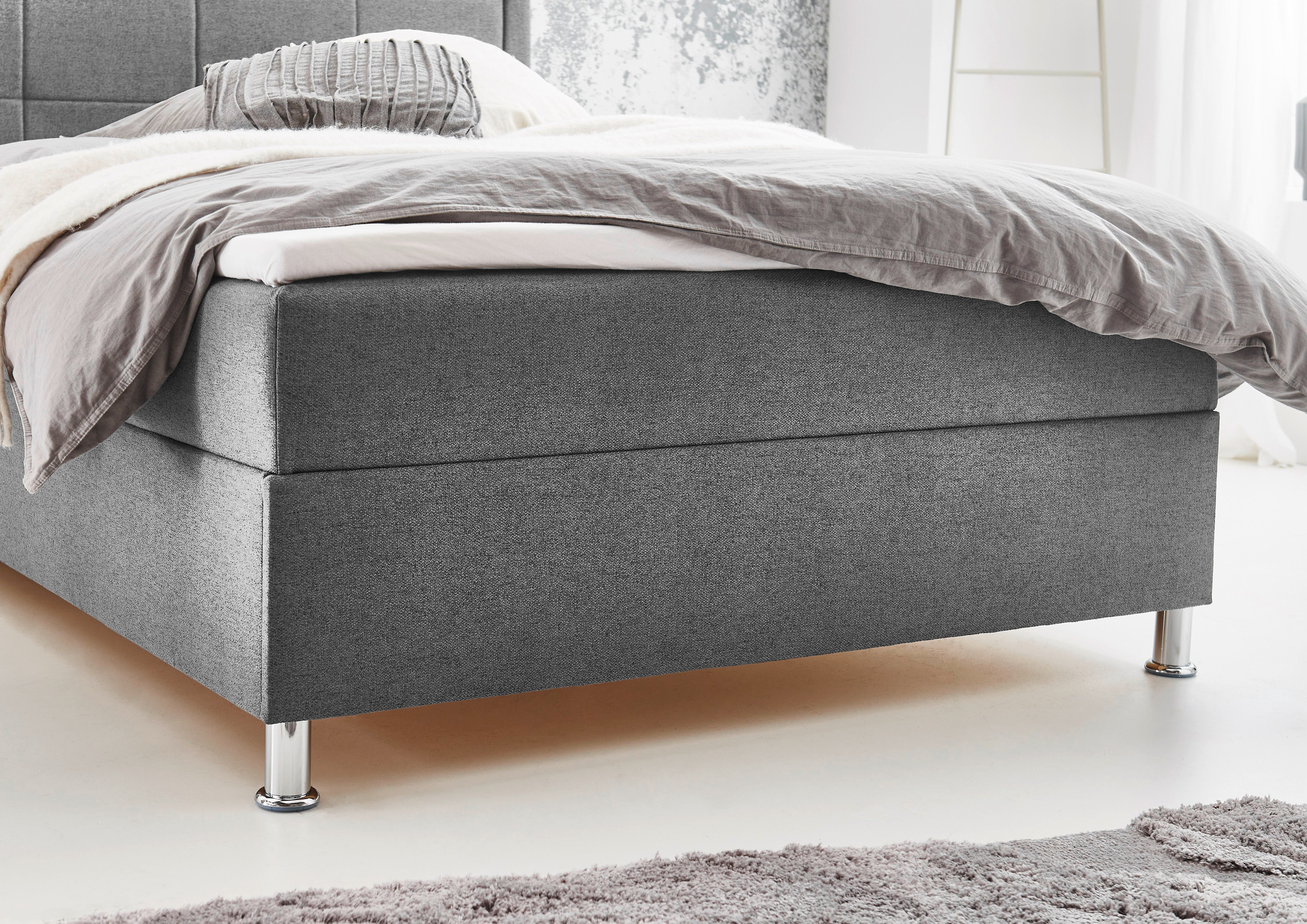 Home affaire Boxbett Fergus inkl. Bettkasten und Topper, Breite 120cm, mit Metallfuß in Chromoptik