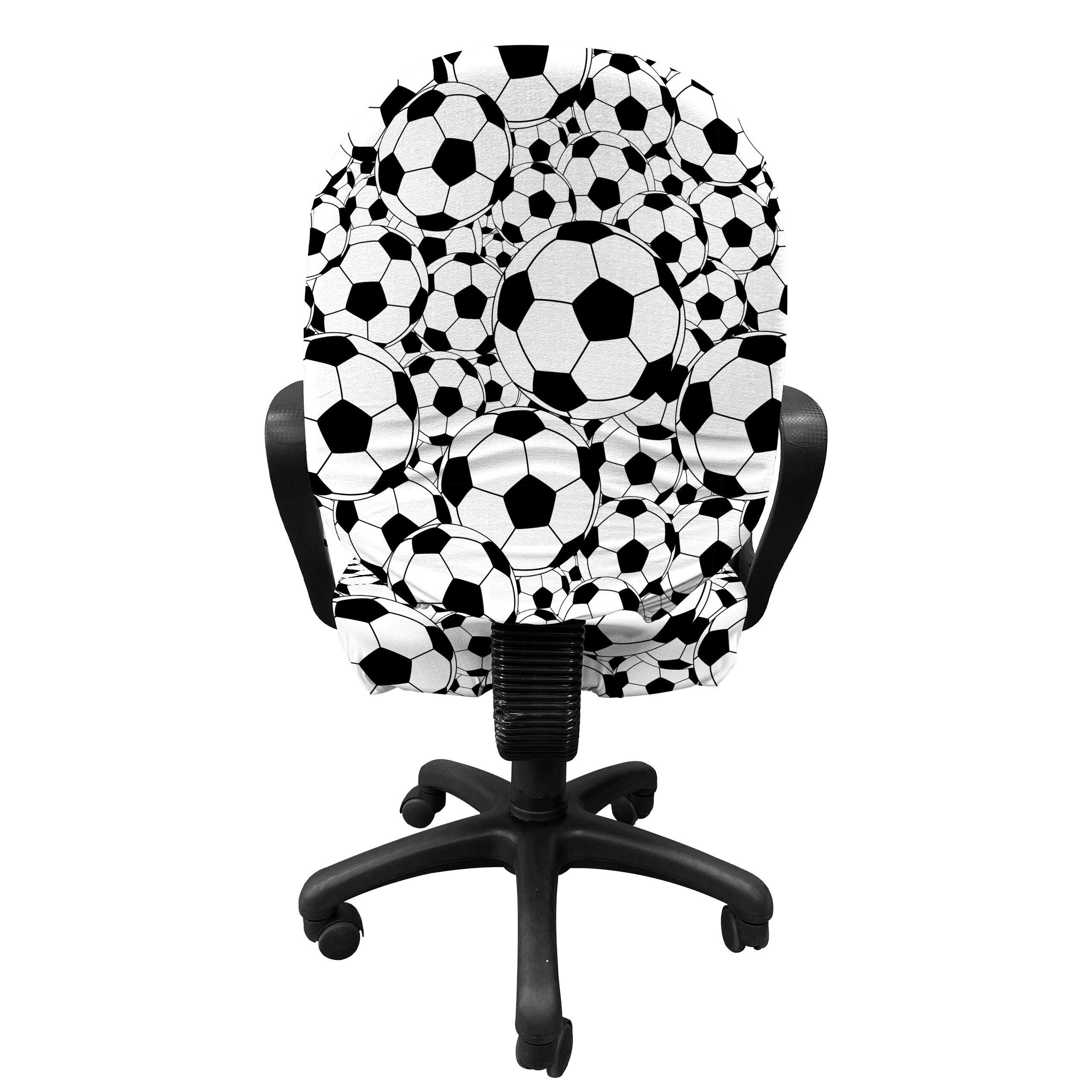 Bürostuhlhusse dekorative Schutzhülle Stretchgewebe, Abakuhaus, Fußball Balls aus Monochrome Jungen