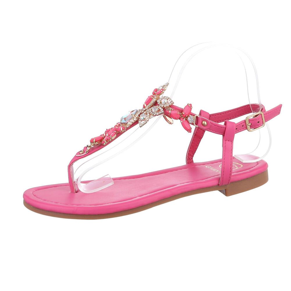 Ital-Design Damen Zehentrenner Freizeit Zehentrenner (86192822) Blockabsatz Riemchensandalen in Pink