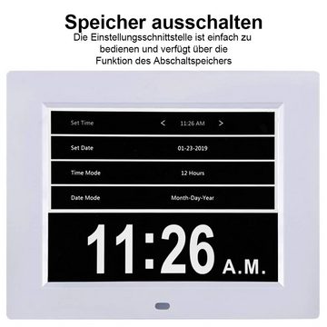 GelldG Standuhr Seniorenuhr 8 Zoll. Digitale Kalender und Seniorenuhr - Digitale Uhr (1-St)