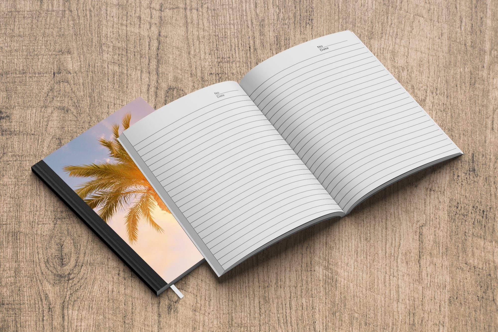 Sonne Palme Notizbuch Journal, - Haushaltsbuch - 98 Tagebuch, Sommer A5, Seiten, Tropisch, Merkzettel, MuchoWow Notizheft, -