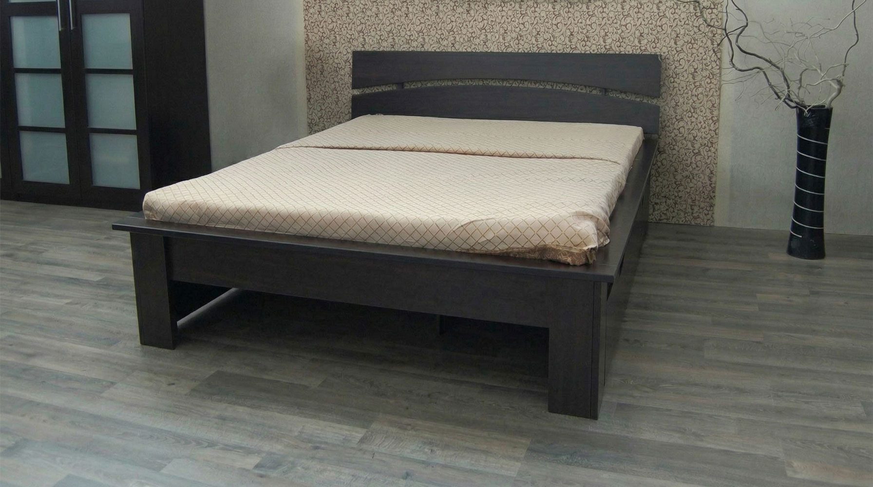 Feldmann-Wohnen Futonbett Paris (mit Bettschubalden, 1-tlg., moderne Optik, Liegefläche 90x200cm, mit Schubladen), 90x200cm Kiefer Massivholz wenge mit Schubladen