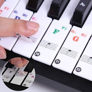 Lubgitsr Aufkleber Klavier Keyboard Noten Aufkleber für 88/76/61/54/49/37 Tasten Farbige, (1tlg)