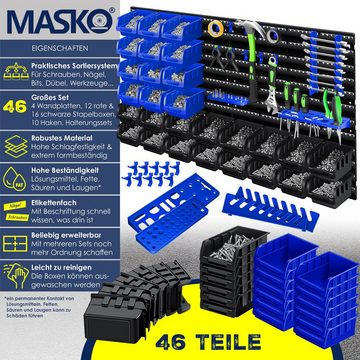 MASKO Stapelbox, Wandregal Stapelboxen Werkzeughalter 45 tlg Box Erweiterung