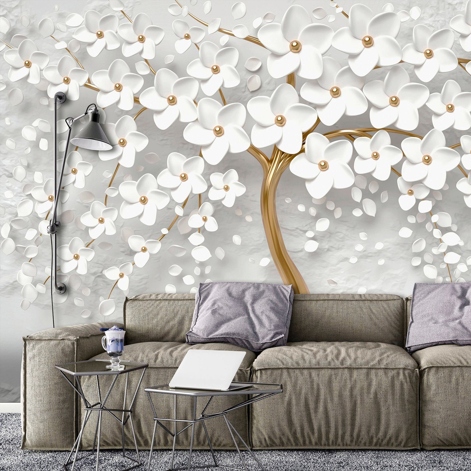 abstrakt, 3D Vliestapete fototapete modern, Schlafzimmer Blumen, mit botanisch, Wallarena Consalnet für Baum Wohnzimmer oder