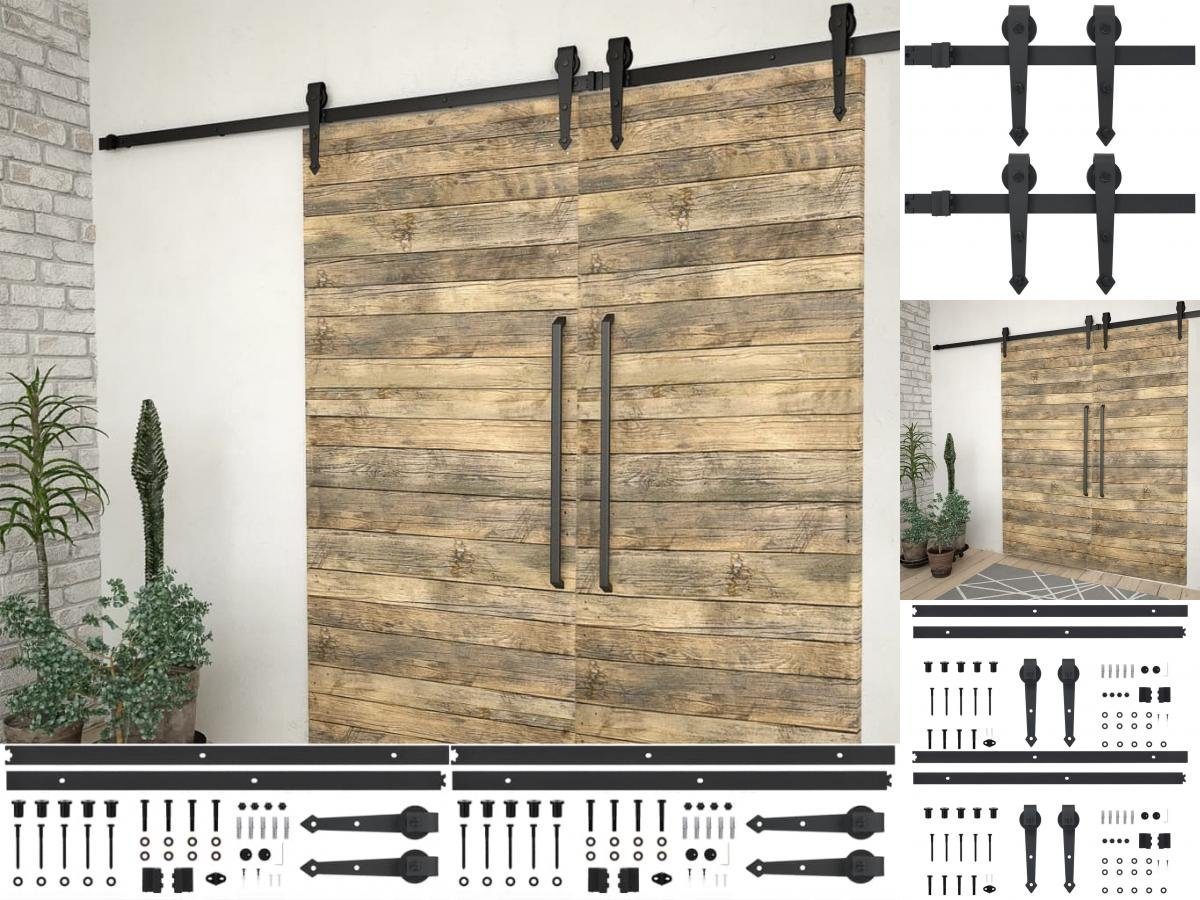 vidaXL Zimmertür Schiebetür-Beschlagsätze 2 Stk 200 cm Stahl Schwarz