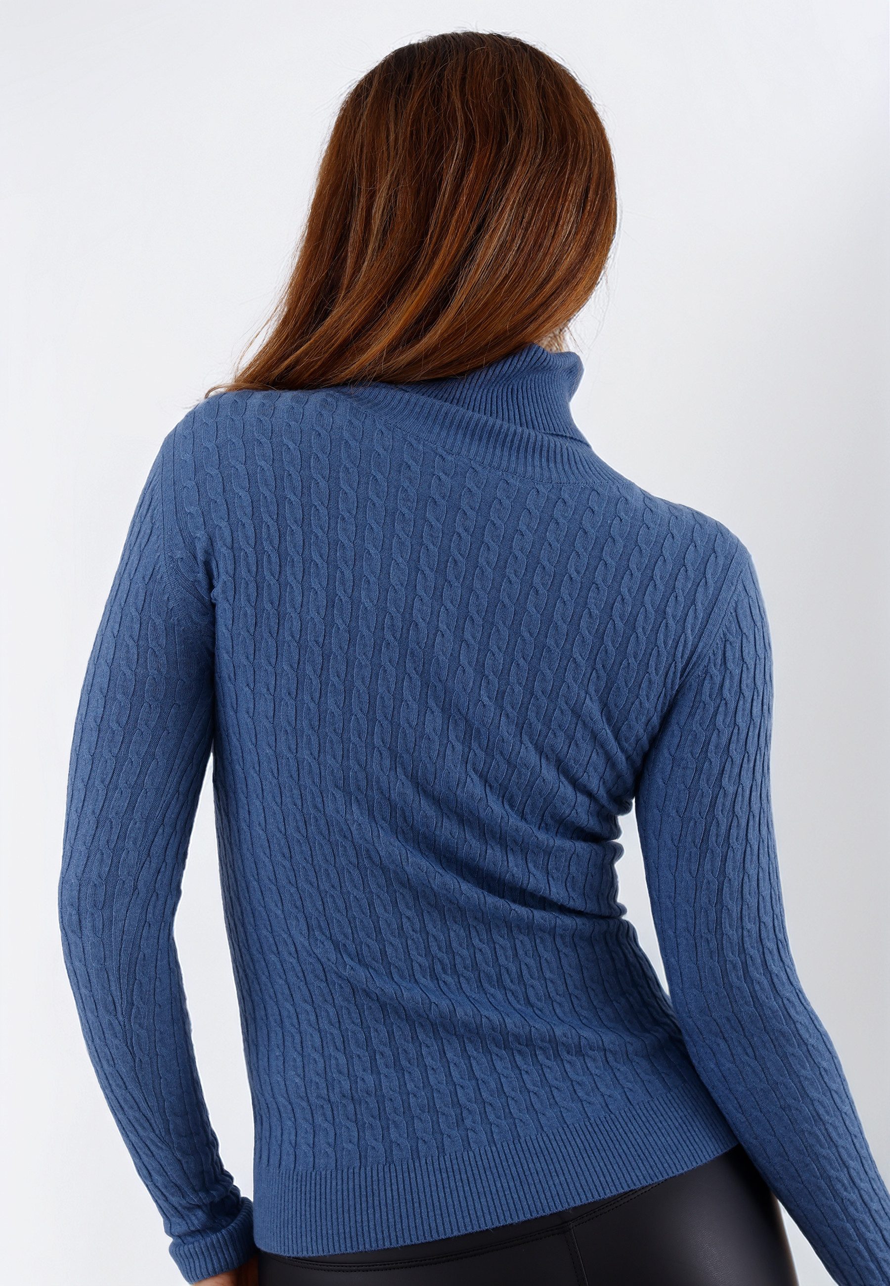 YC Fashion & Style Rollkragenpullover One Size, Zopfmuster, verschiedene Farben in Unifarbe