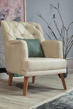 JVmoebel Chesterfield-Sessel Wohnzimmer Sessel Möbel Modern Stoff Lounge Textil Kunstleder Neu