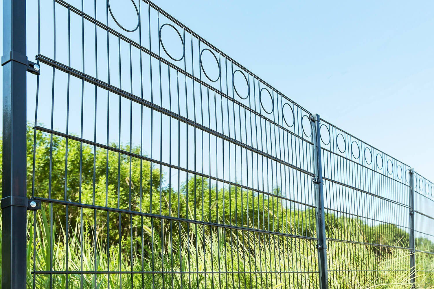 HOME DELUXE Doppelstabmattenzaun Doppelstabmattenzaun KREIS - Anthrazit, standfest und langlebig, stabil und robust