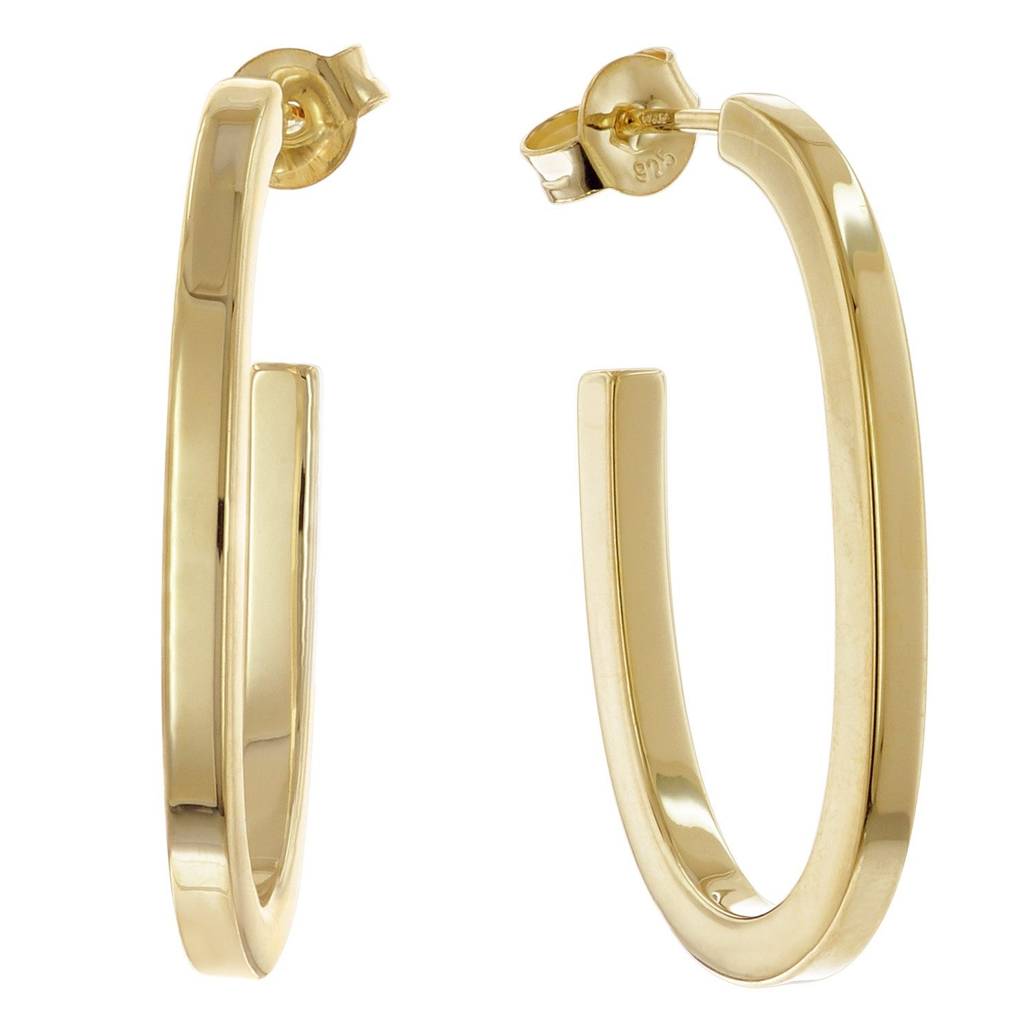 trendor Paar Creolen Damen-Gold auf Silber 925 Steck-30 mm günstig online kaufen