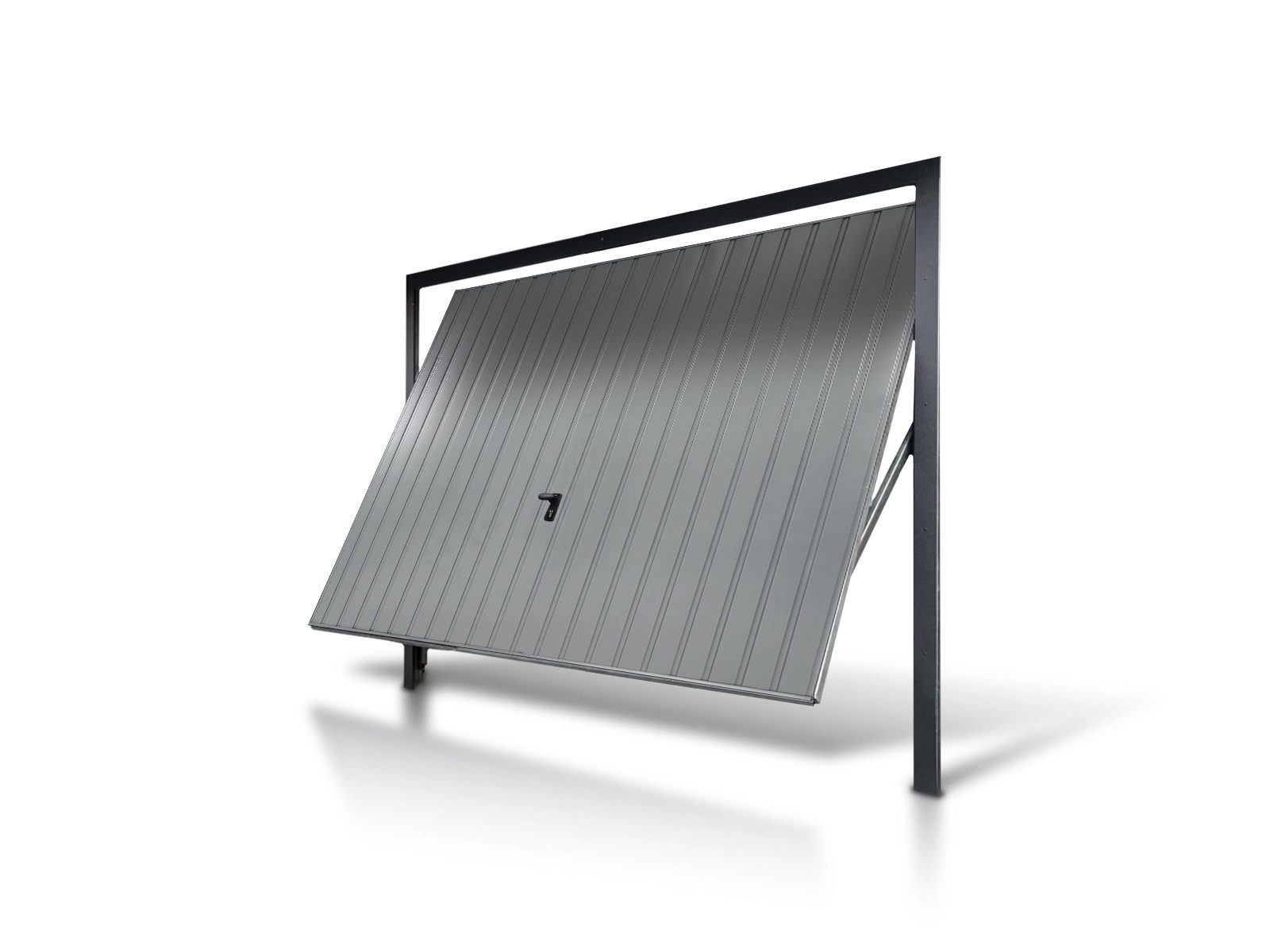 LiderStal Garagentor Schwingtor 2,5x2 m Stahl Aluminium vertikale Sicke Paneel 10 cm, Durchfahrt 2,30 x 1,75 m, Zarge verzinkt