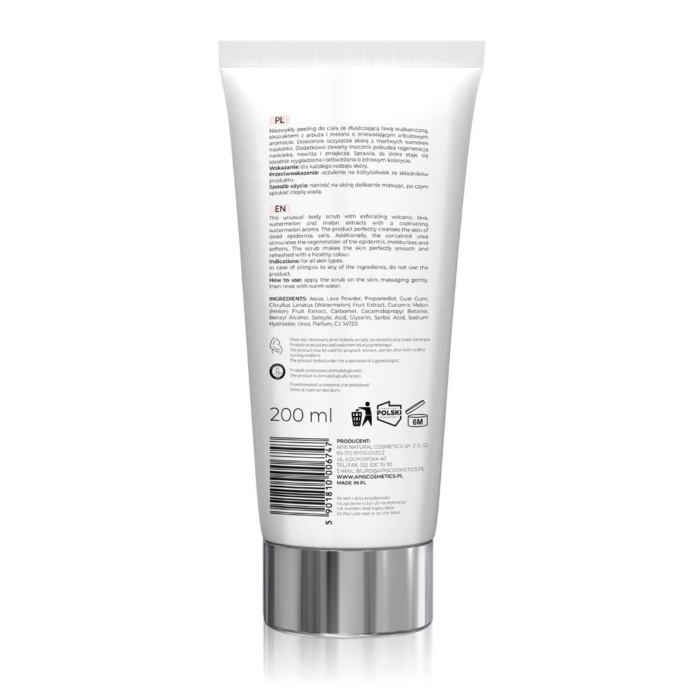 Apis Natural Cosmetics Körperpeeling APIS WASSERMELONEN Peeling - Körperjelly mit vulkanischer Lava, 200ml