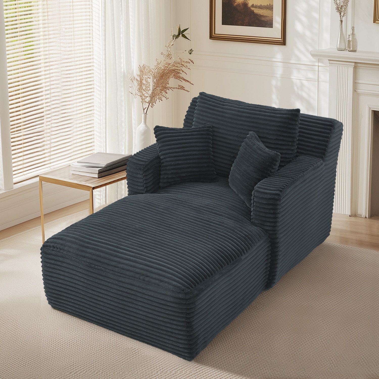 ANYSUN Sofa Cord-Schlafsofa mit 2 Kissen,Bequemes Einzelsitz-Bodensofa,Loungesofa, Relaxsessel Cord,Sessel,Loungesessel Cord,Lesesessel bequem, fur Wohnzimmer, Büro & Wohnung,Apartment,ohne Montage