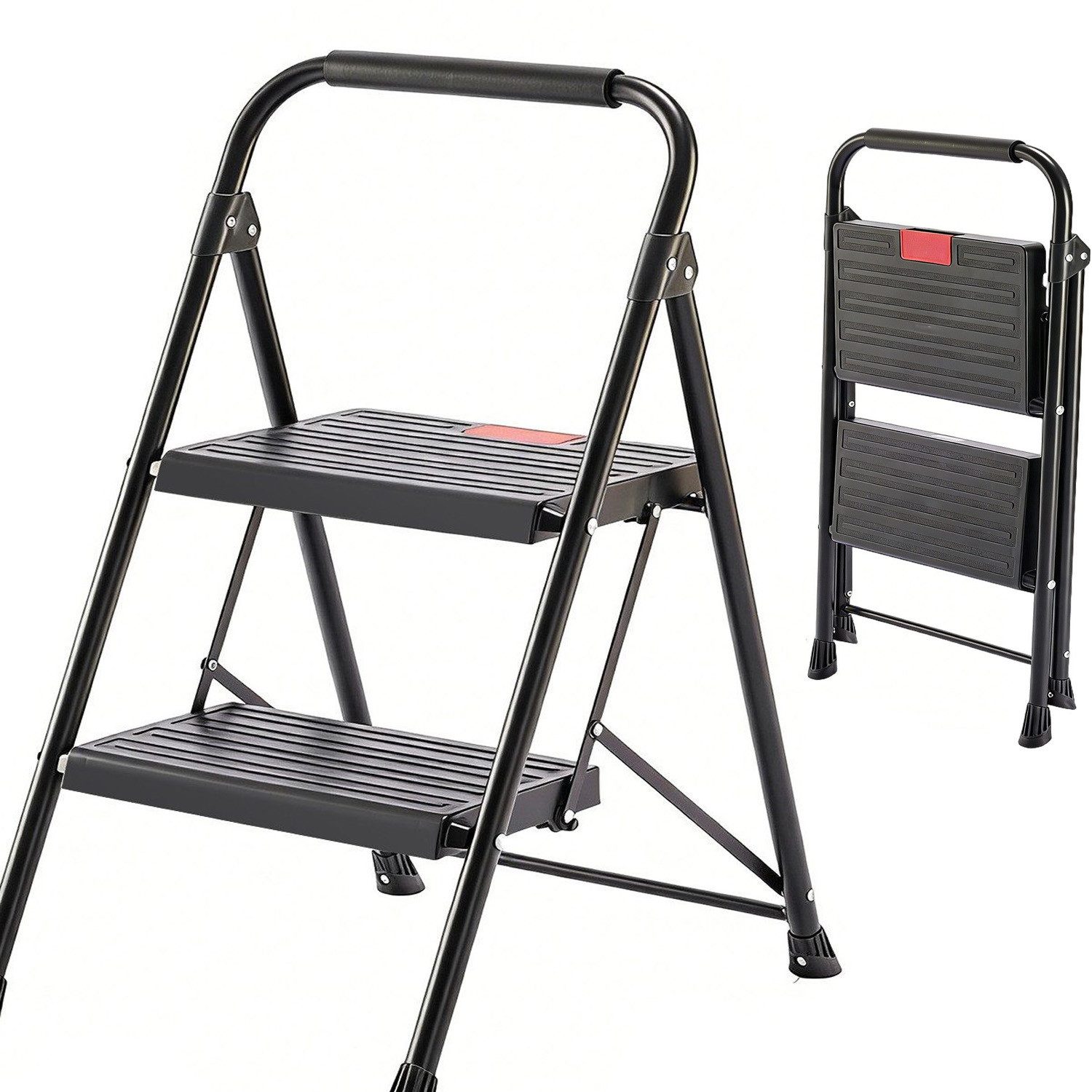 SURFOU Trittleiter Leiter Zweiseitige Aluleiter Klappleiter Stufenstehleiter, Faltbar Haushaltsleiter Tragkraft bis 150 kg Belastbar Stehleiter