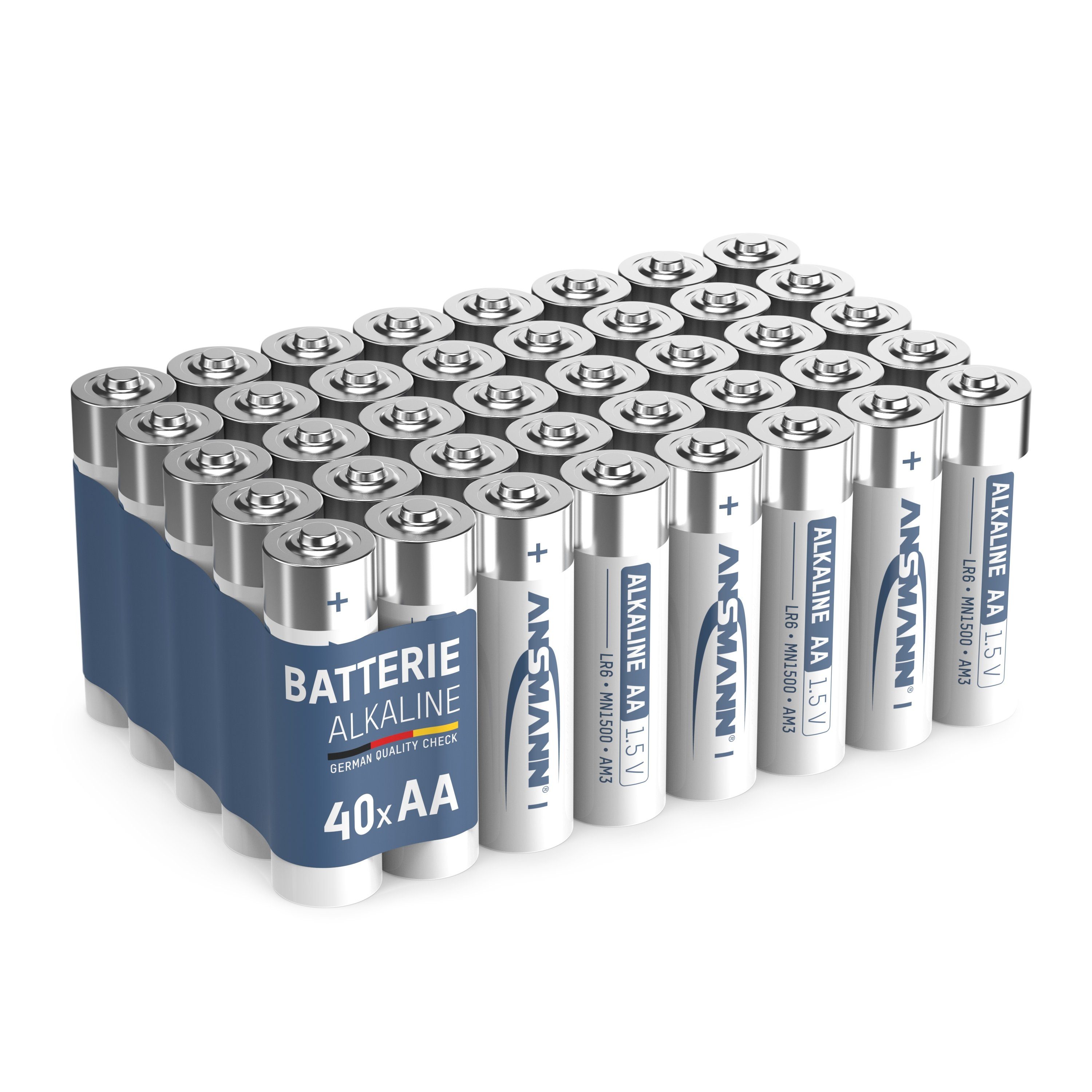 ANSMANN® Batterien AA 40 Stück, Alkaline Mignon Batterie, für Lichterkette uvm. Batterie