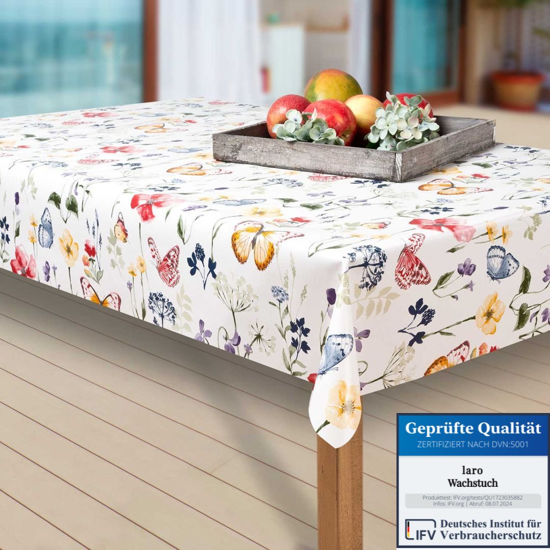 laro Tischdecke Wachstuch-Tischdecken Abwaschbar Blumen. Schmetterling/bunt günstig online kaufen