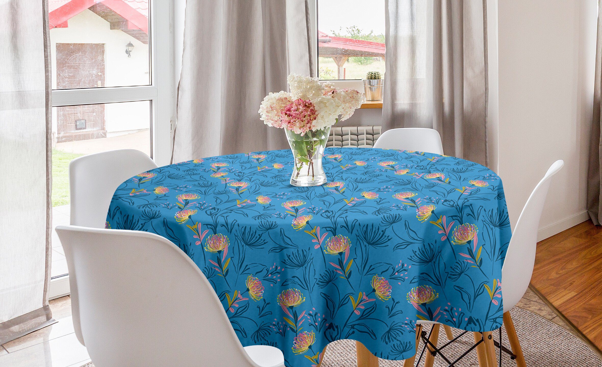 Kreis Dekoration, Abakuhaus Abdeckung abstrakte Tischdecke Esszimmer Tischdecke Botanisch Blumen Küche für