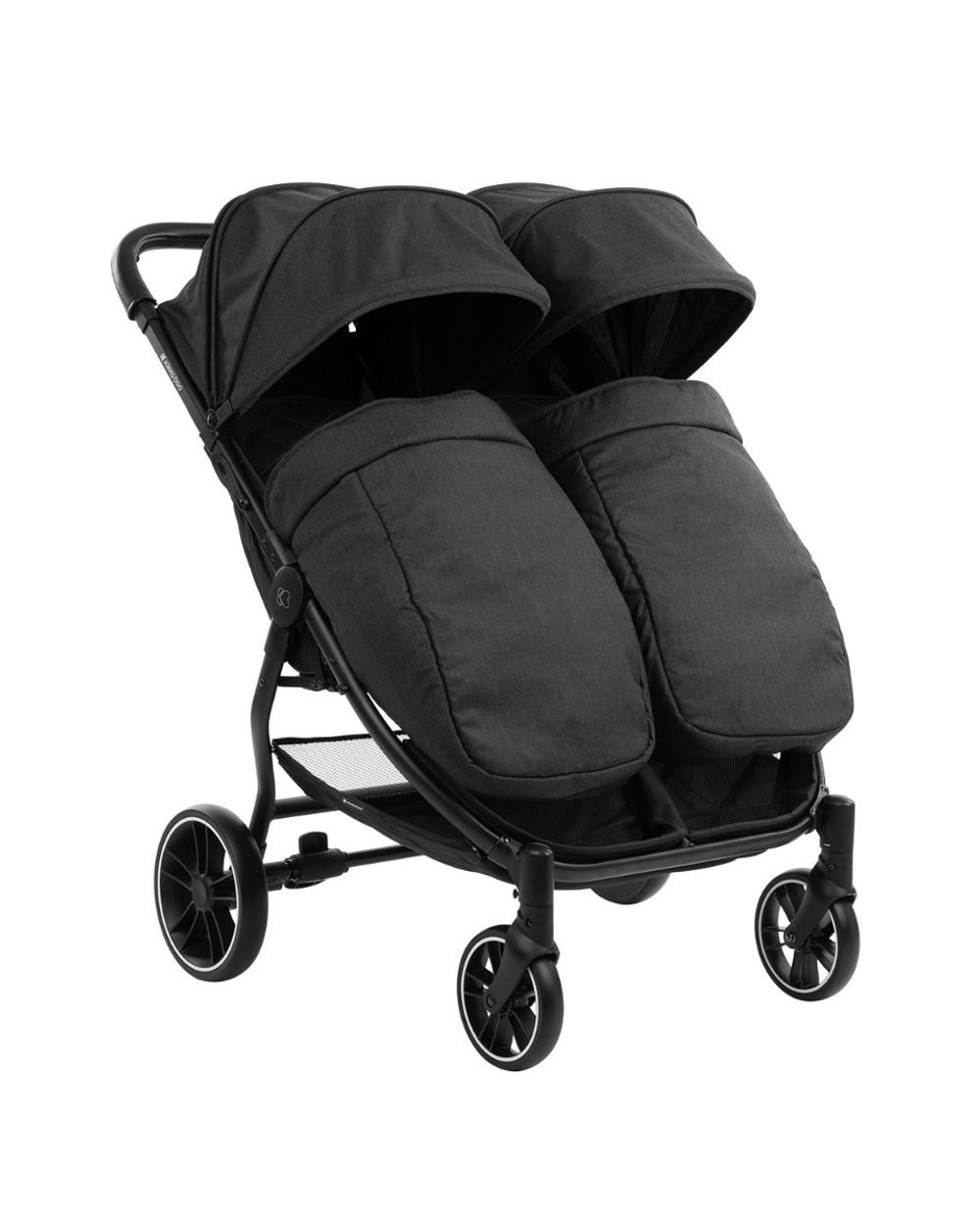 Kikkaboo Geschwisterwagen Zwillingskinderwagen Happy 2, faltbar, Regenschutz, Fußsack, gefedert