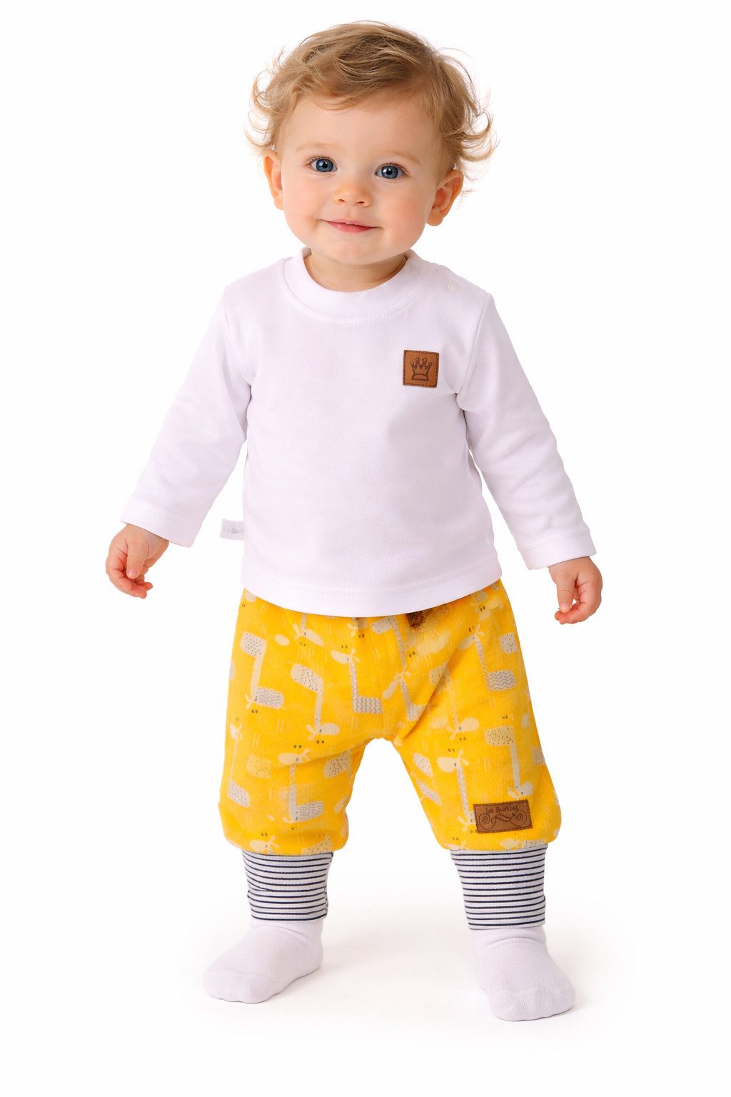 Langarmshirt & Hose Baby Anzug Shirt Mitwachshose neutral Erstlingsset für Neugeborene