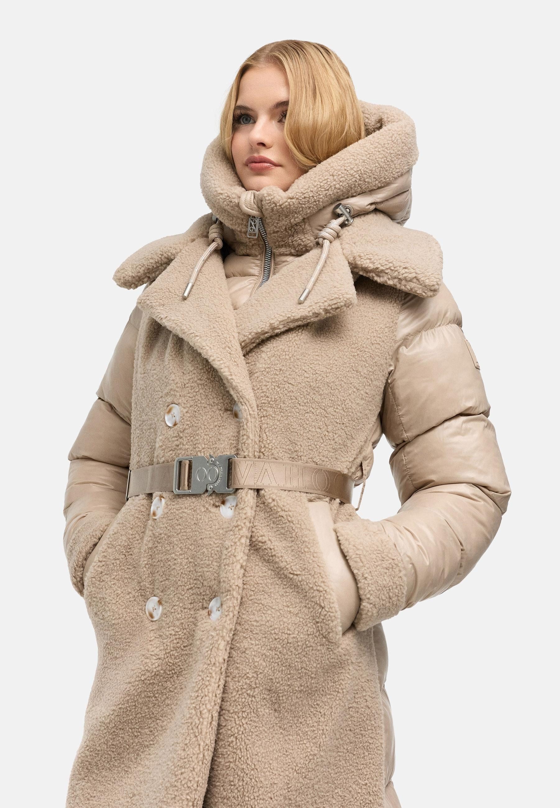 Navahoo Wintermantel Kuscheltraum 14 Modischer Damen Plüschmantel aus angesagtem Materialmix – Bild 5 von 5