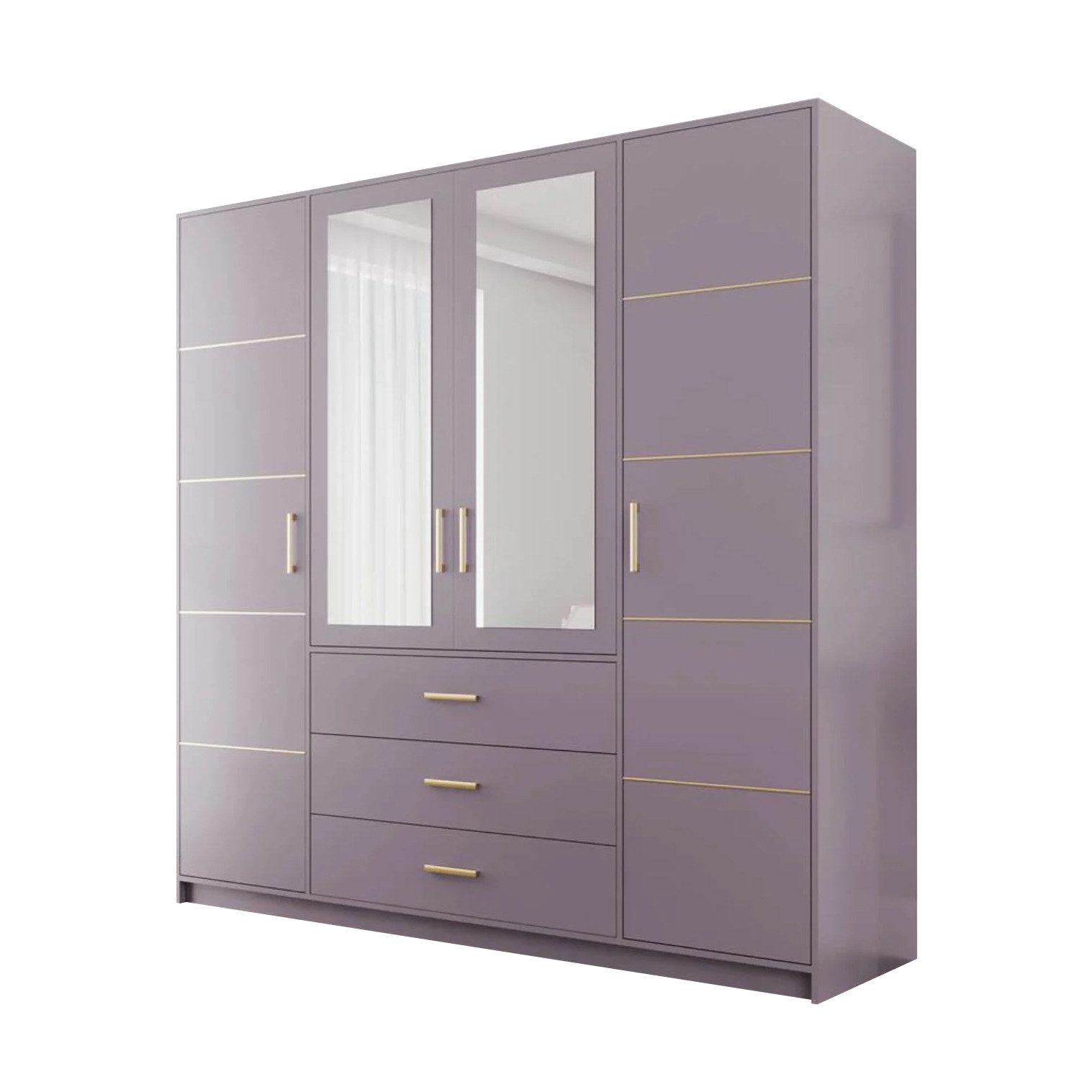 Beautysofa Kleiderschrank Kleiderschrank mit 4 türen BALI D4 Garderobenschrank mit Spiegel