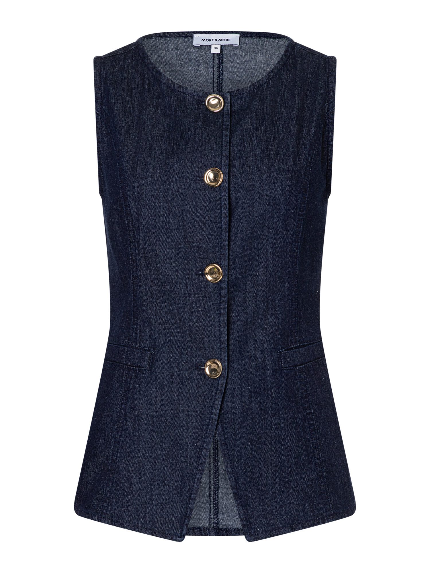MORE&MORE Strickweste schmale, dark denim Jeansweste