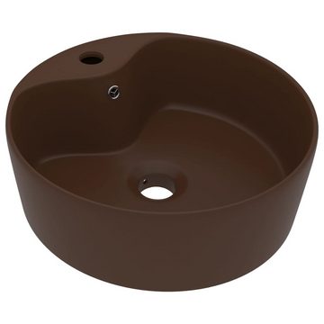 vidaXL Waschbecken Luxus-Waschbecken mit Überlauf Matt Dunkelbraun 36x13cm Keramik