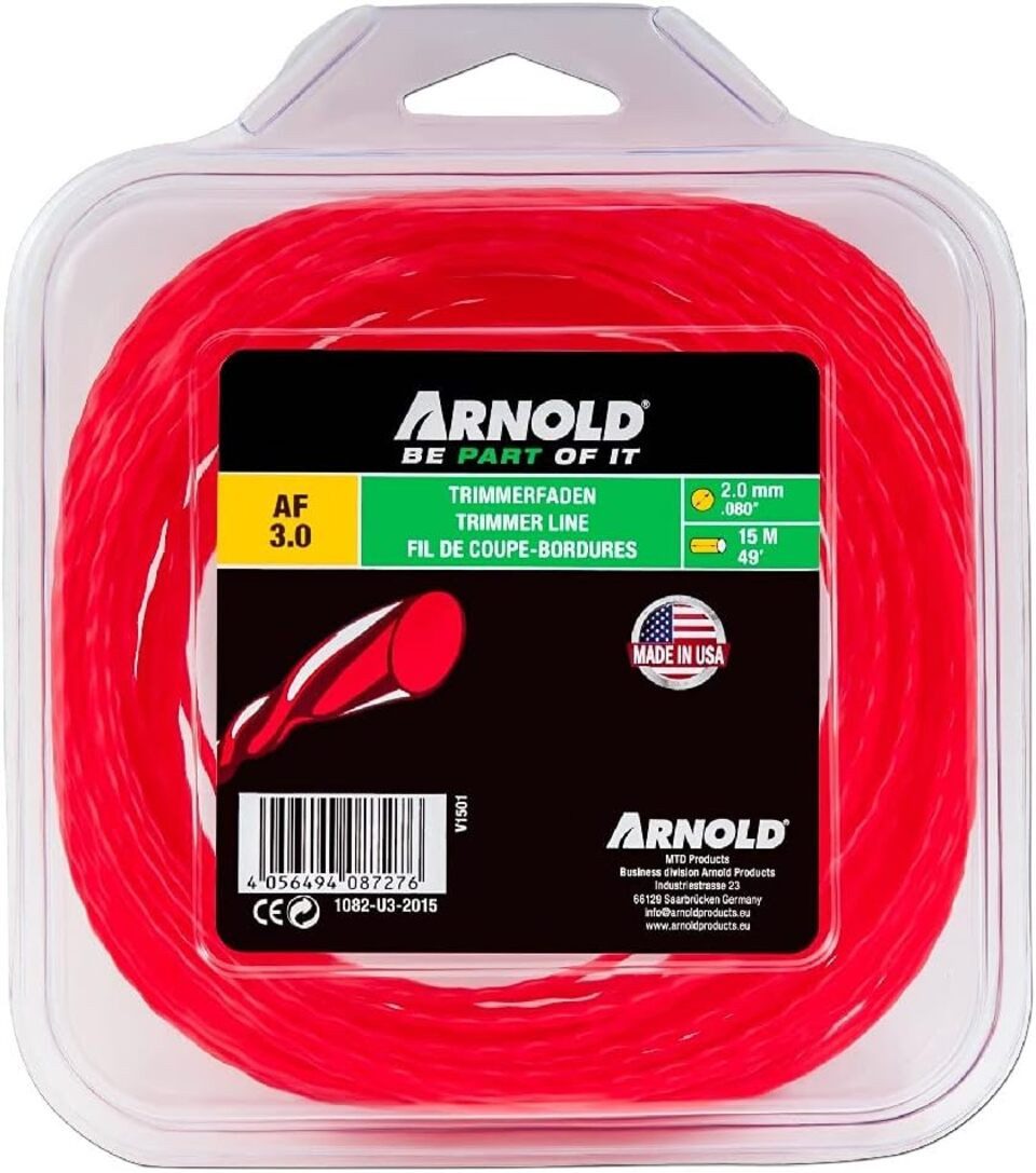 Arnold Trimmerfaden 1082-U3-2015 Trimerfaden AF 3,0, 2,0mm x 15m, rot, rund, gedreht, (1-St)