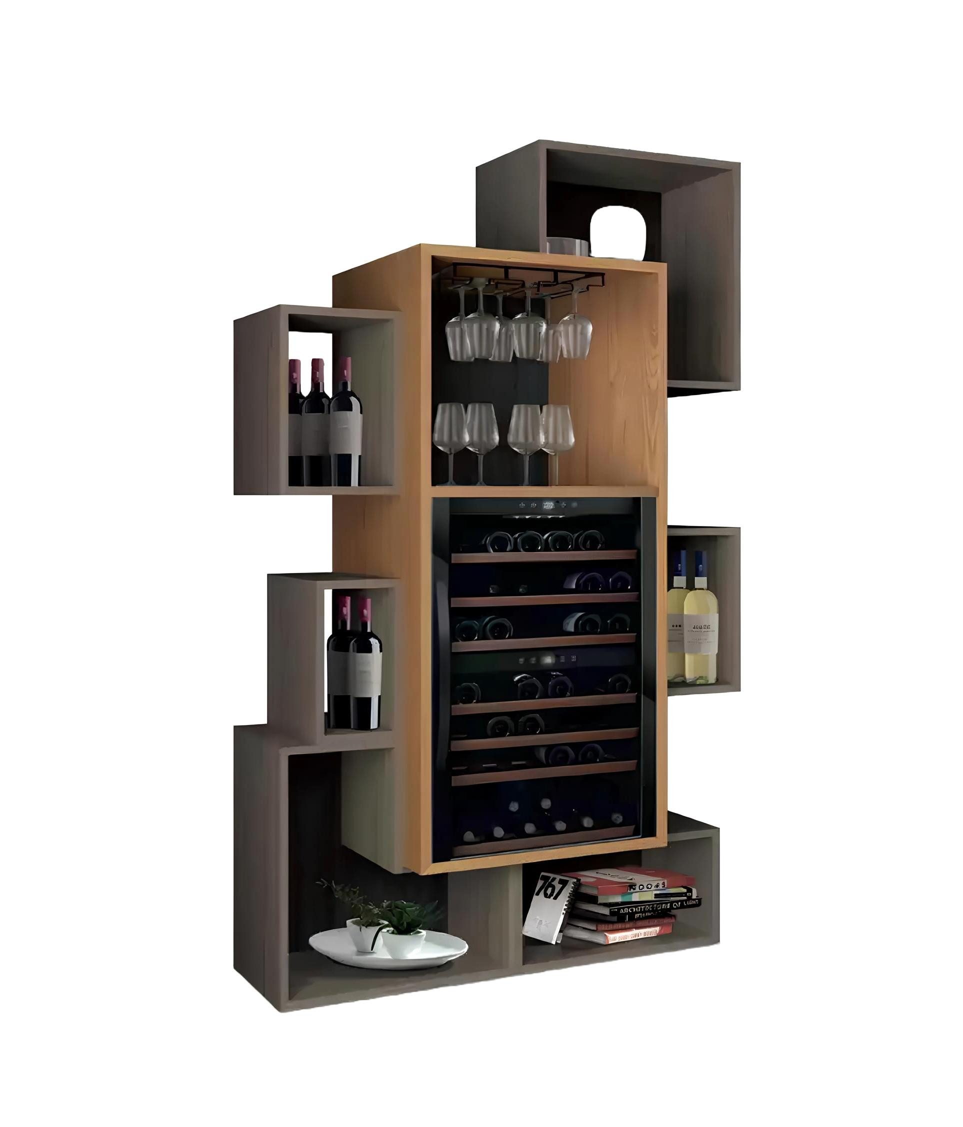 Barschrank Neu Grau Holz Hausbar Weinschrank für das Wohnzimmer - Möbelstück