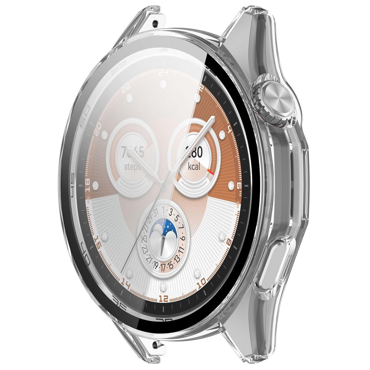 Wigento Smartwatch-Hülle Für Huawei Watch GT 6 46mm Kunststoff Hülle + 9H Hart Glas Transparent, Schutzhülle aus PC + Hart Glas für Rundumschutz