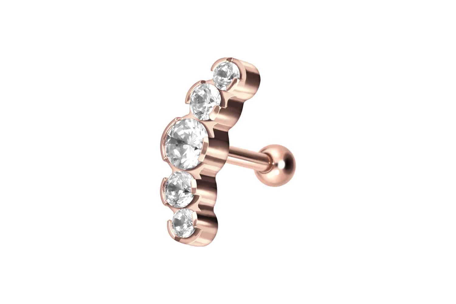 PIERCINGLINE Piercing-Set Titan Ohrpiercing 5 EINGEFASSTE KRISTALLE (Mini-Barbells, 1-tlg)
