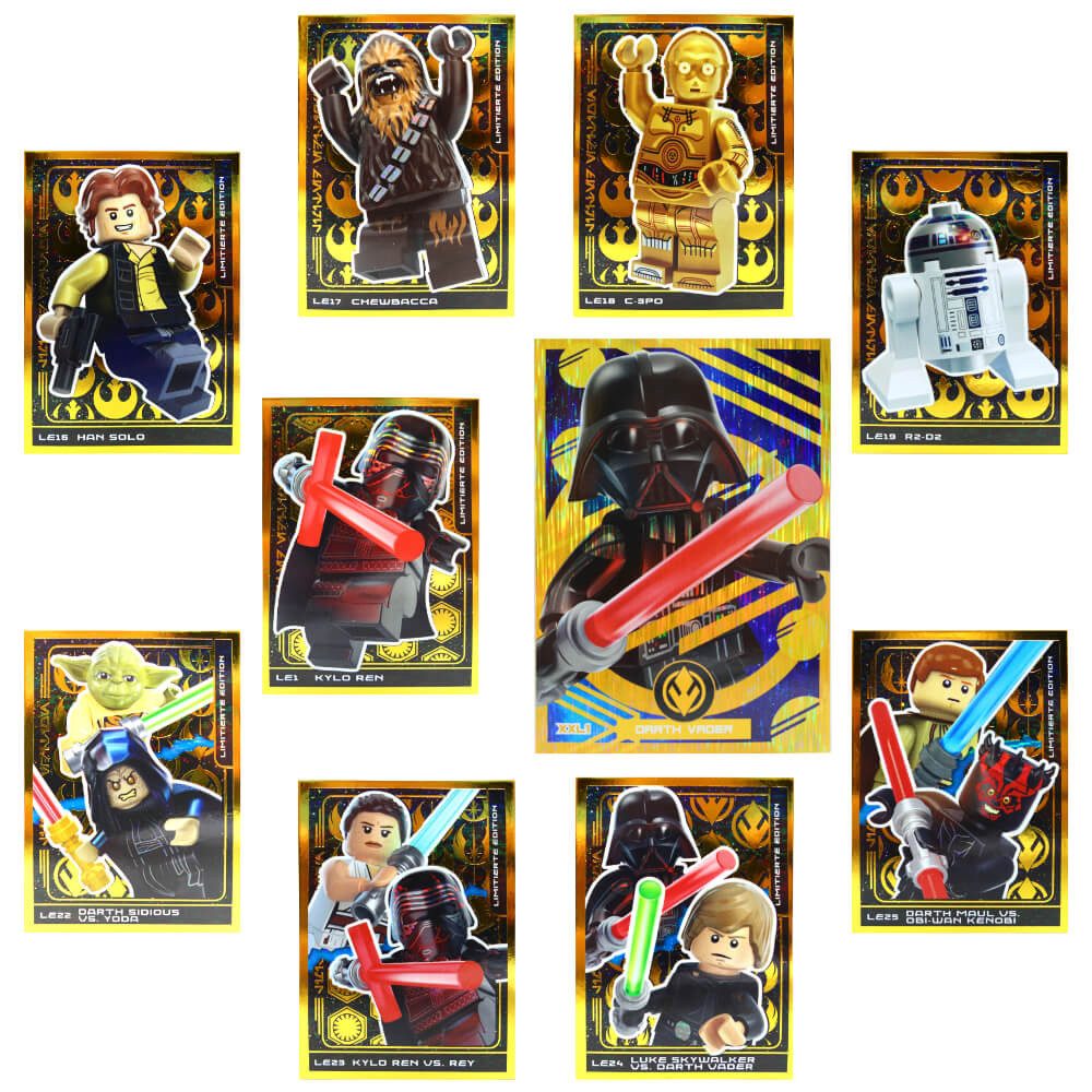 Blue Ocean Sammelkarte Lego Star Wars Karten Trading Cards Serie 5 - Jubiläum Sammelkarten, LE16 bis LE19+LE22 bis LE25+LE1+XXL1 Gold Karte