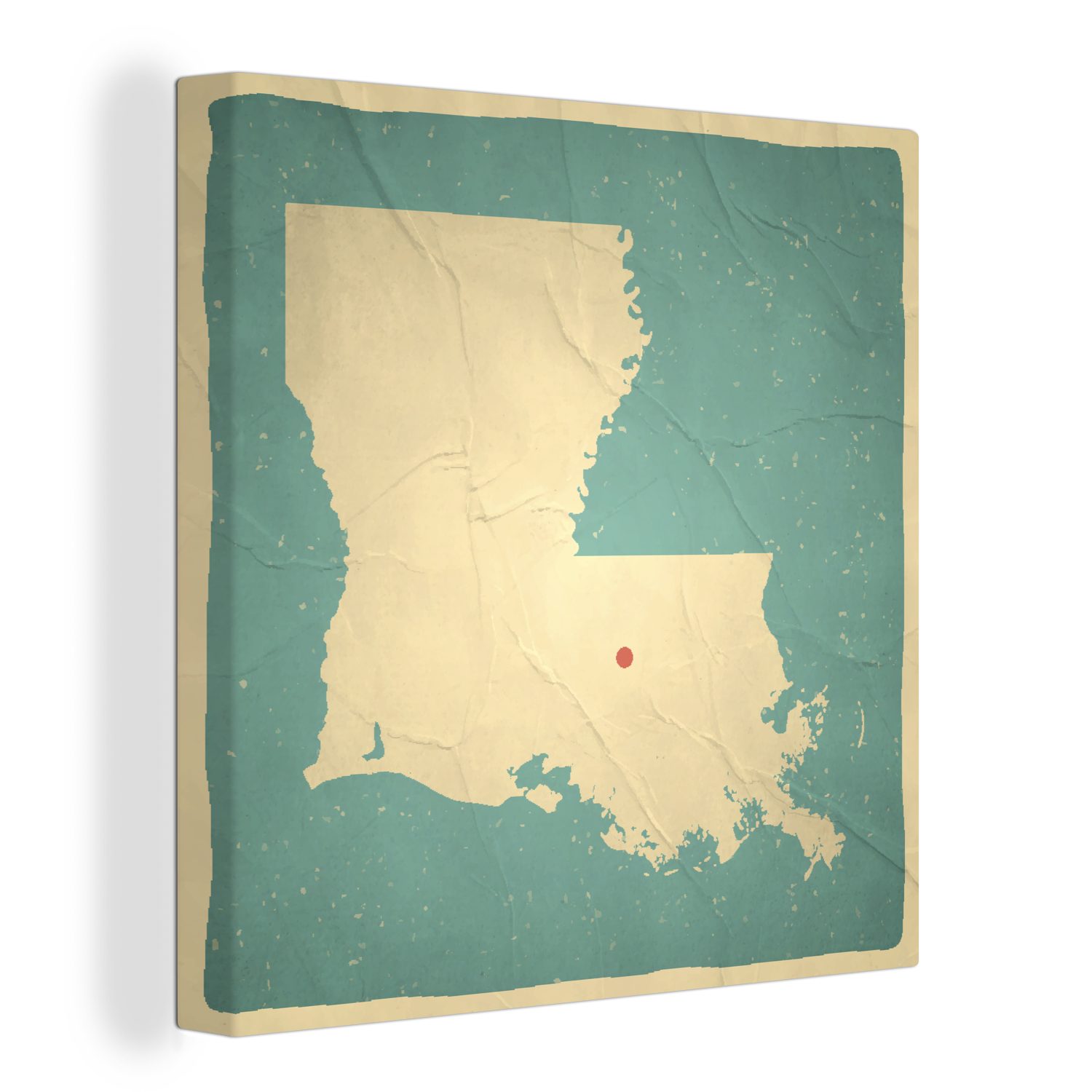 OneMillionCanvasses® Leinwandbild Eine Illustration von Louisiana mit der Stadt Baton Rouge, (1 St), Leinwand Bilder für Wohnzimmer Schlafzimmer