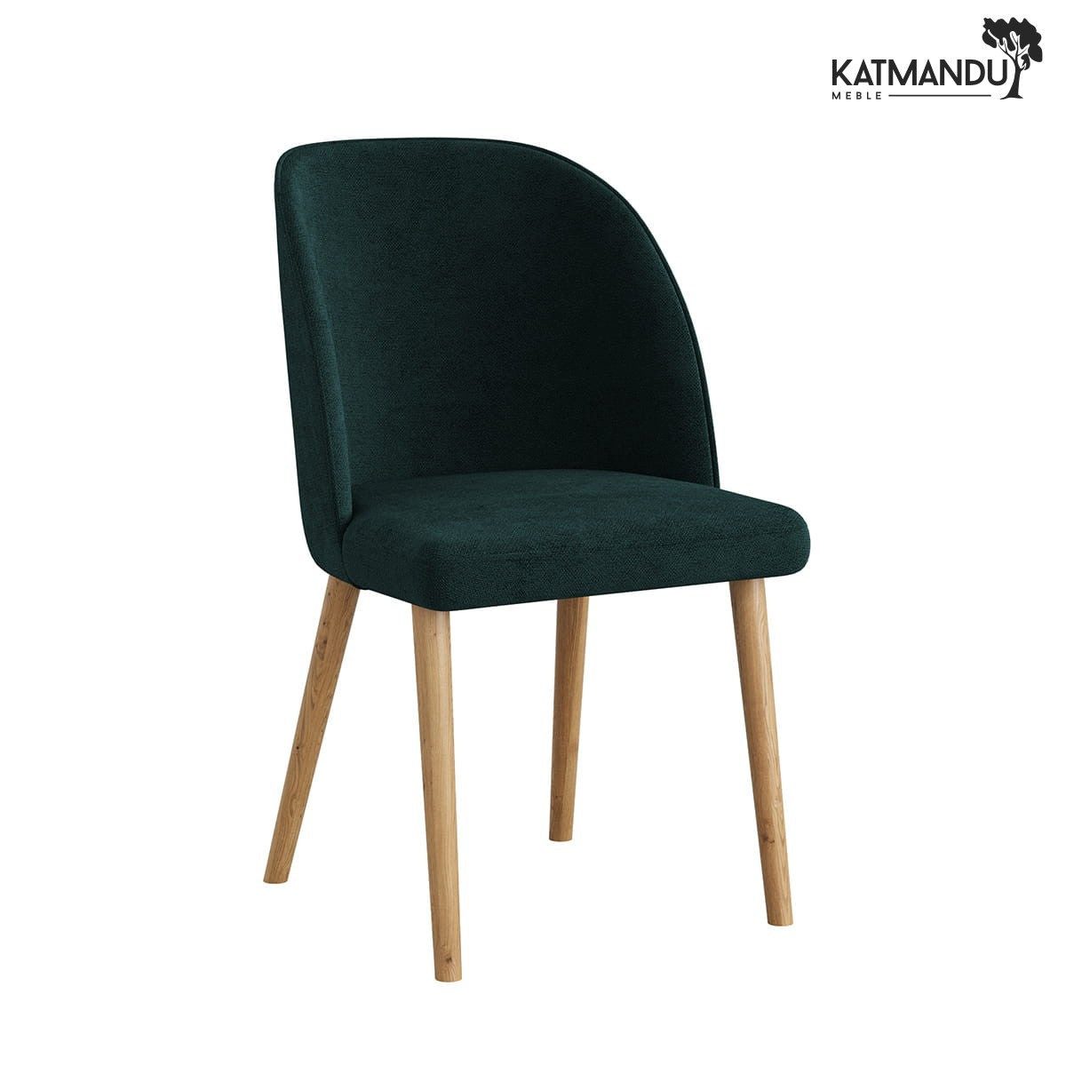 Katmandu Esszimmerstuhl Esszimmerstuhl Olbia in Grün – Chenille Rebel 16 mit Massivholzbeinen, Seniorenstuhl, Pflegestuhl